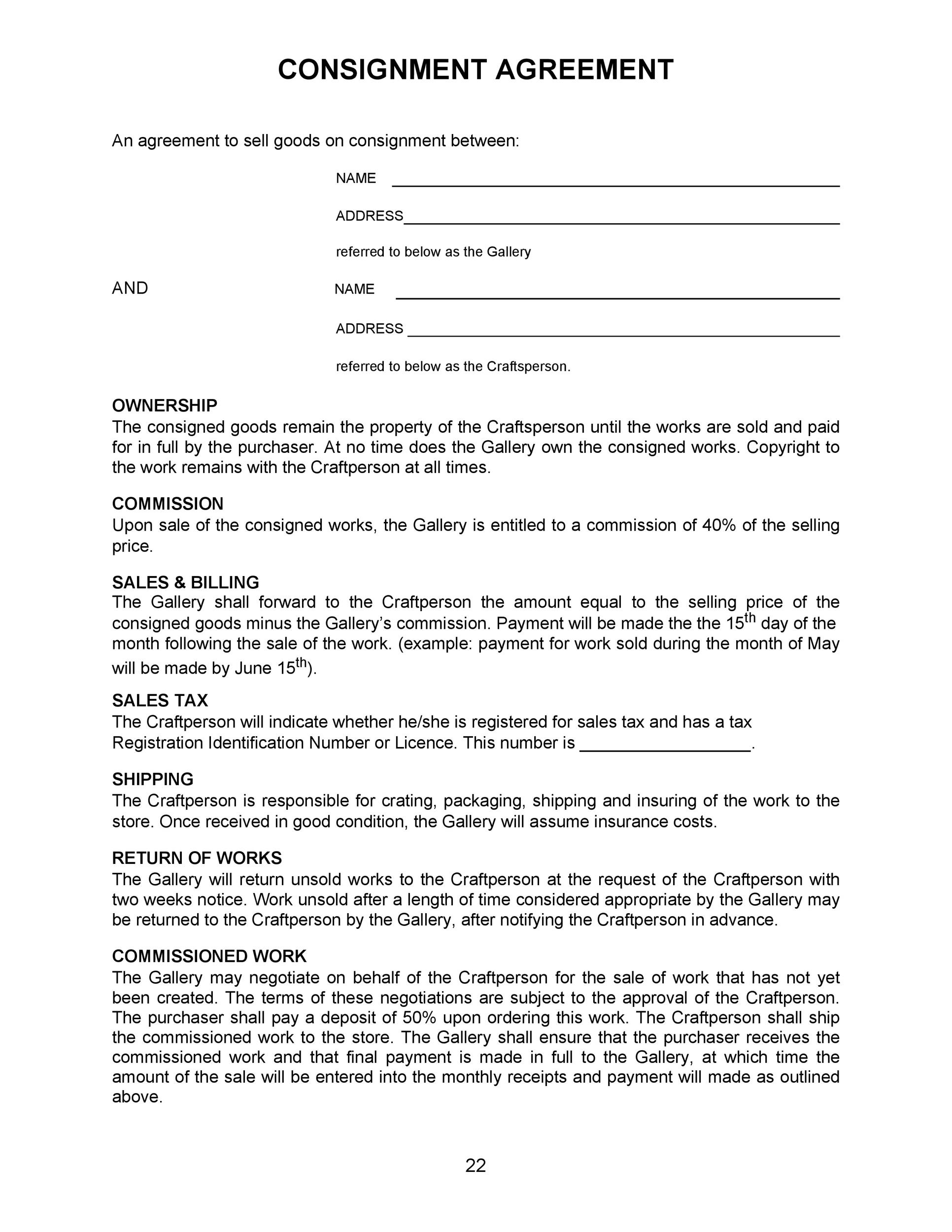 40  Best Consignment Agreement Templates Forms ᐅ TemplateLab