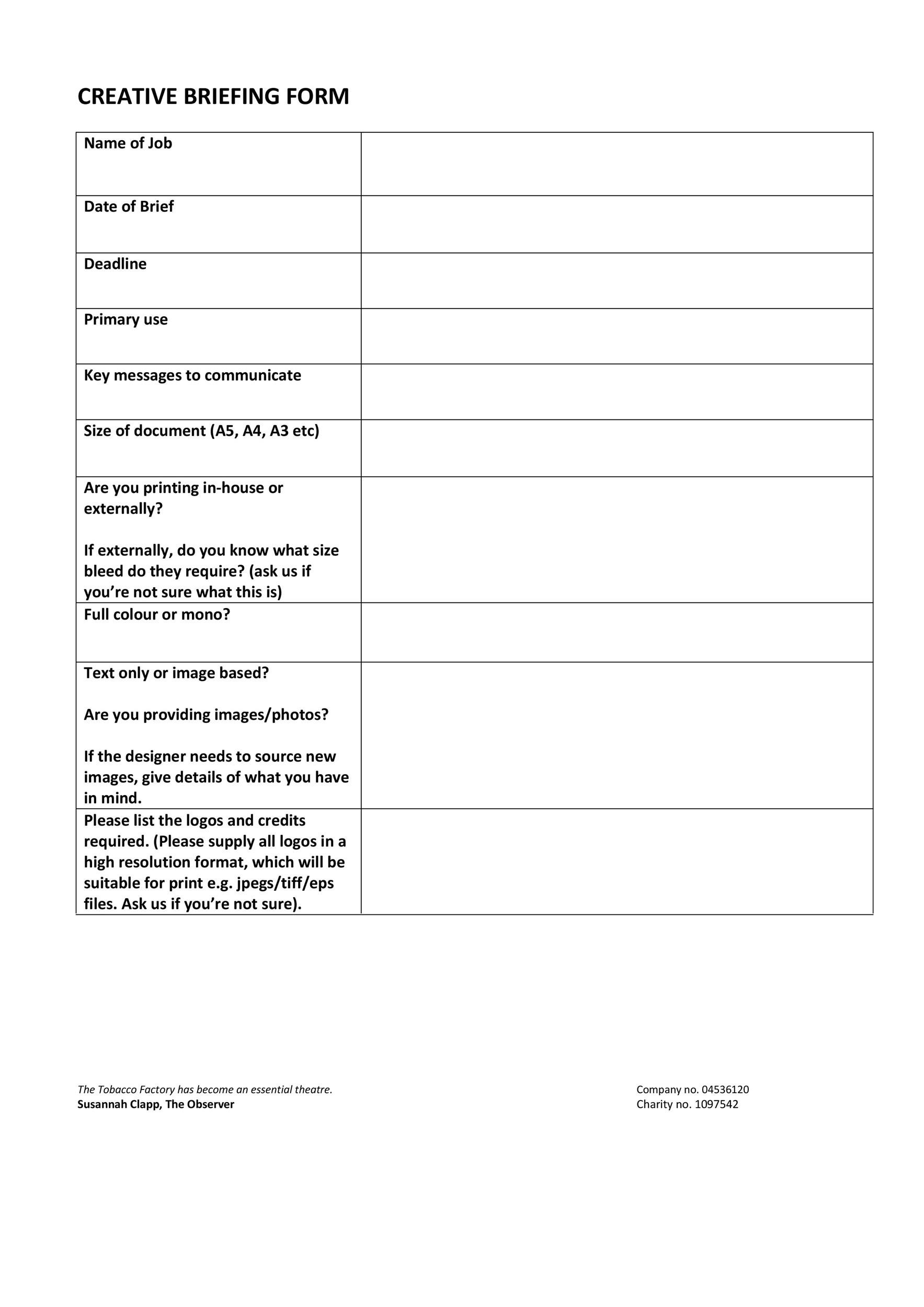 Briefing Document Template Word