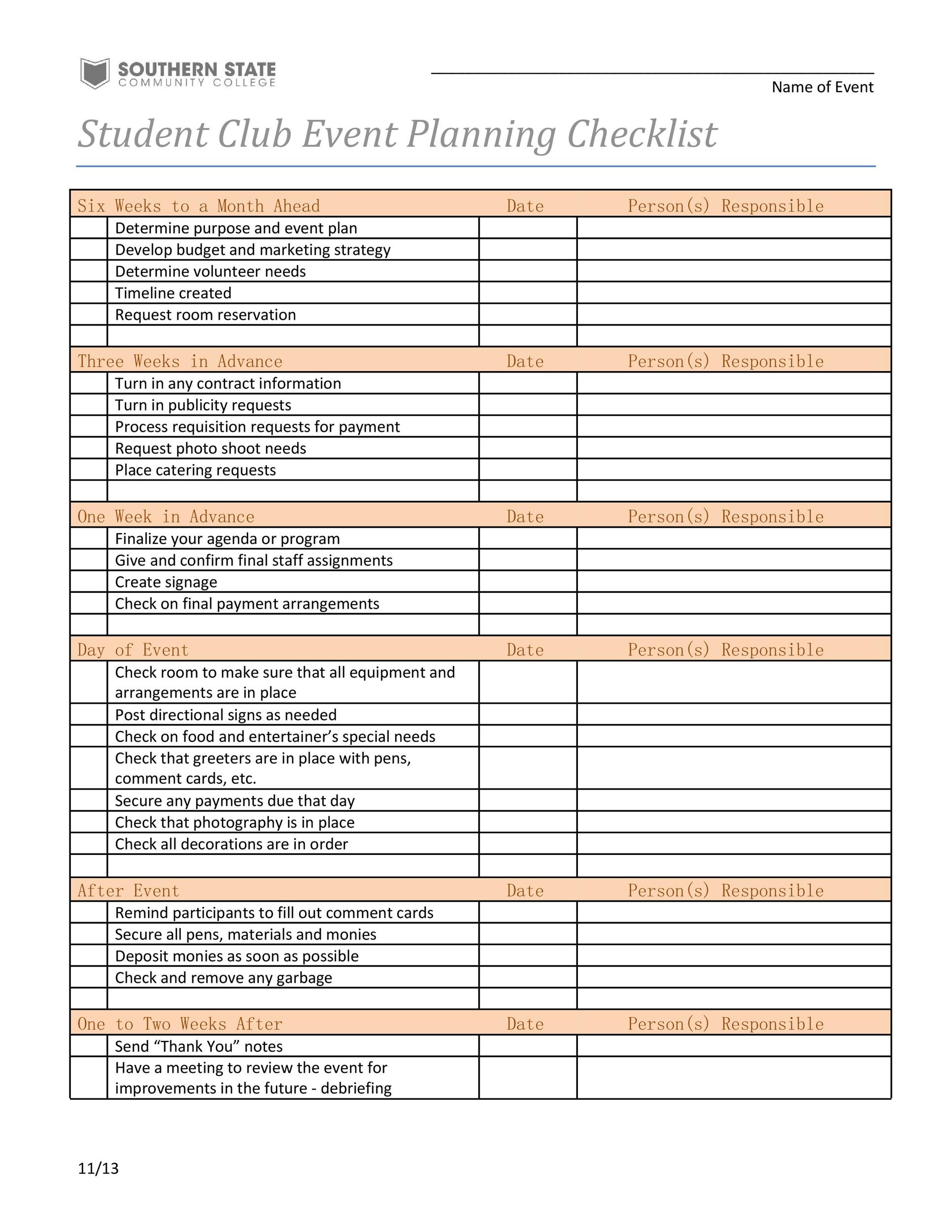 Printable Event Planning Checklist Template Customize And Print