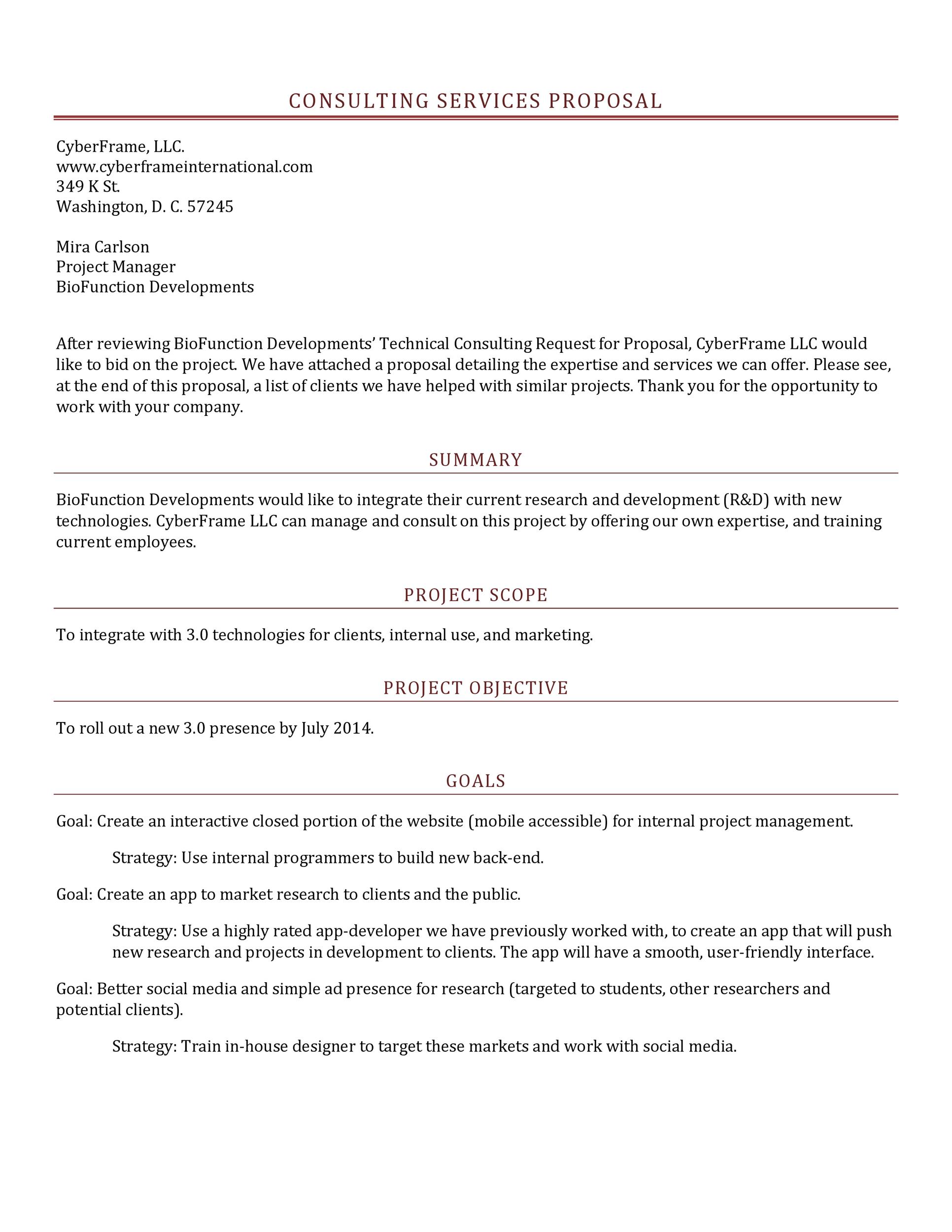 Free Consulting Proposal Template Printable Templates