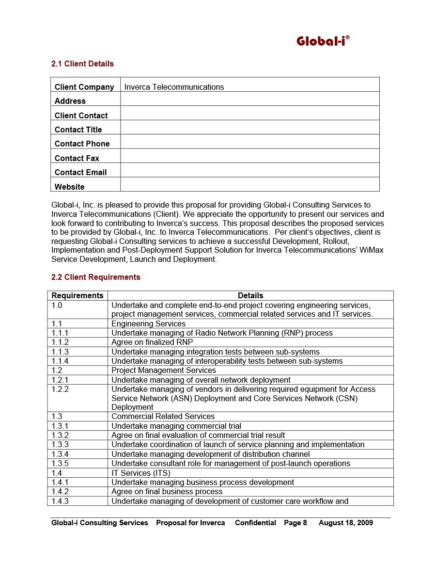 Free consulting proposal template 27