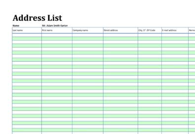 Free contact list template 03