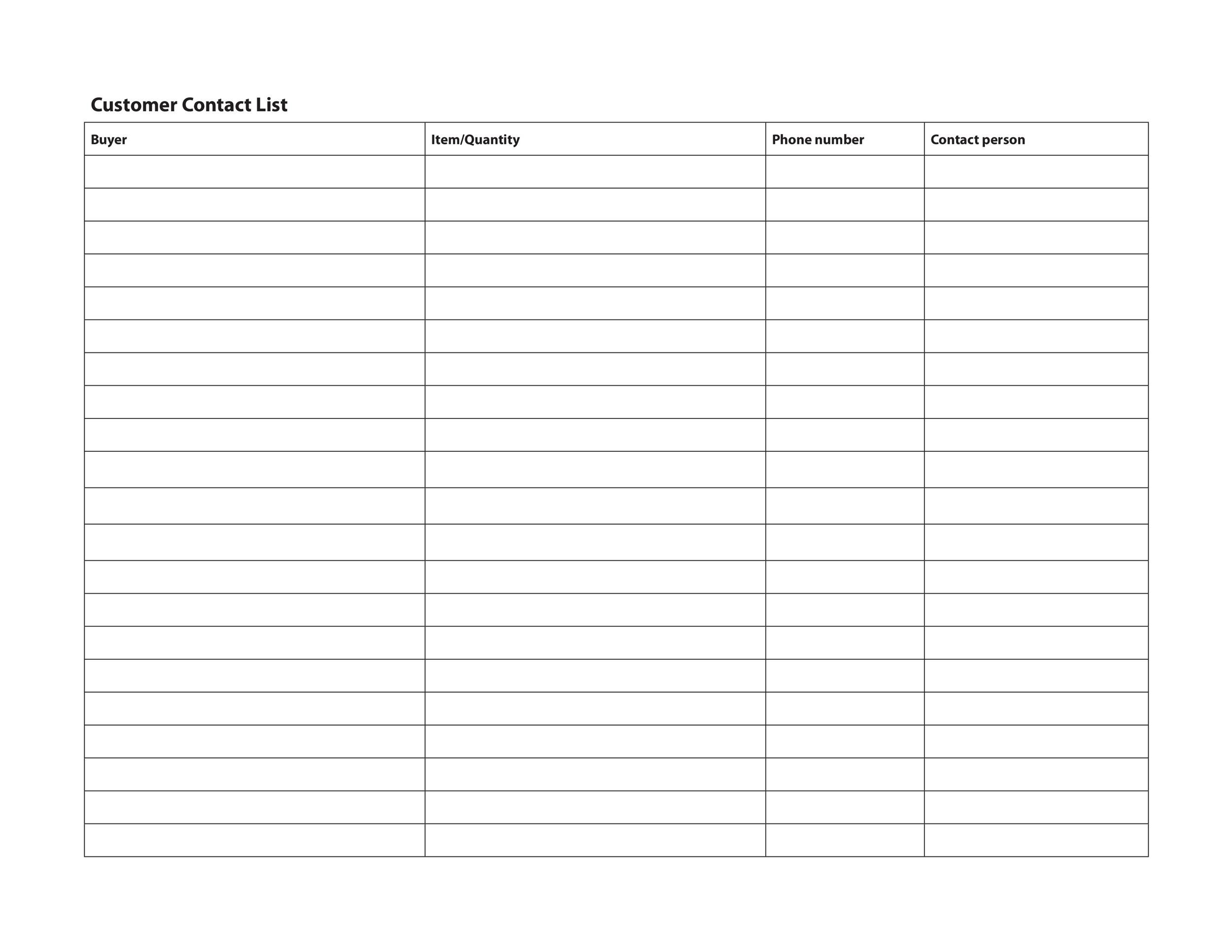 Free contact list template 12