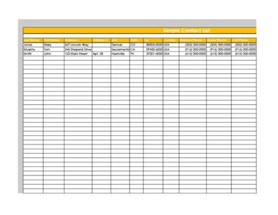 Free contact list template 15