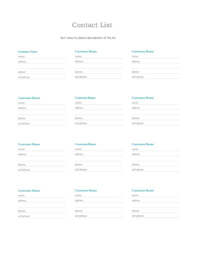 48 Phone Email Contact List Templates Word Excel PDF