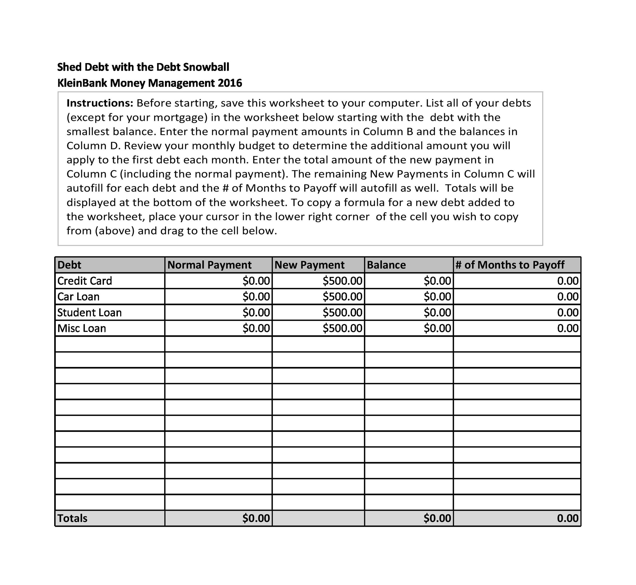Free debt snowball spreadsheet 11