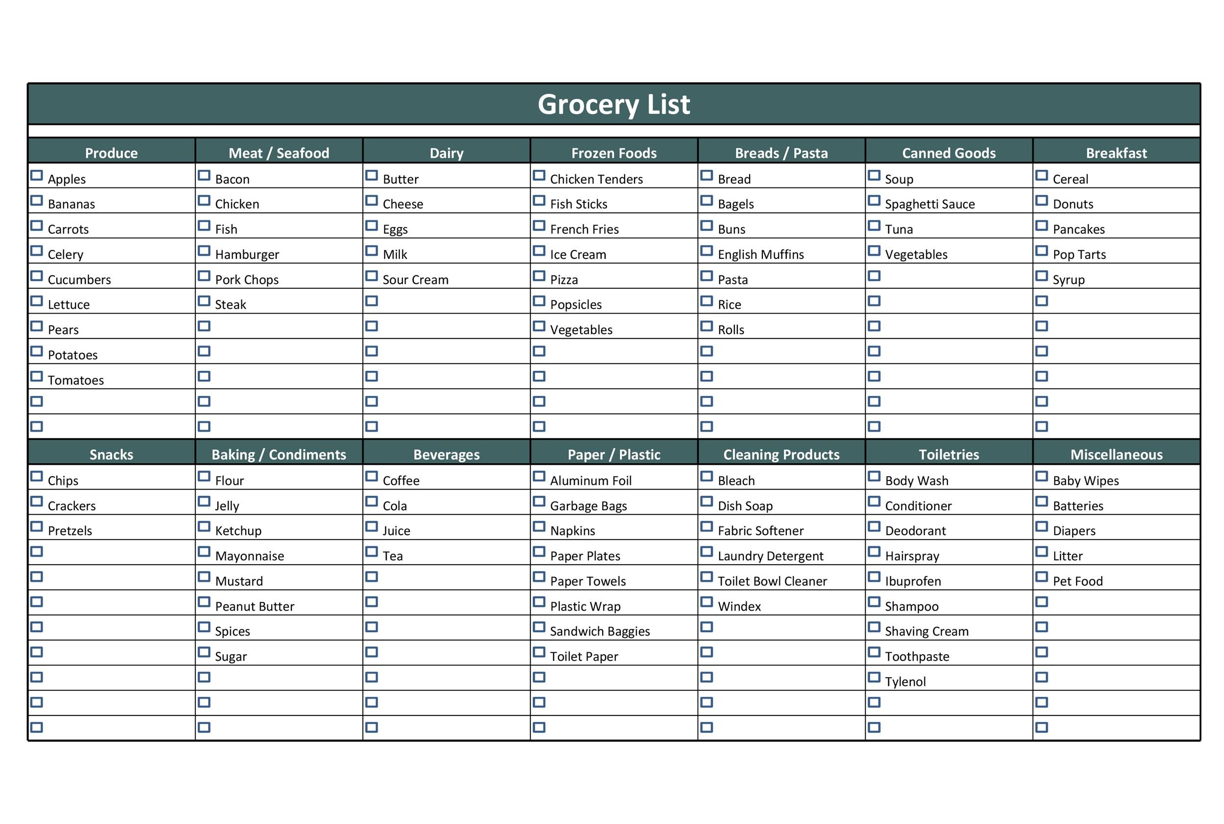 Free grocery list template 05