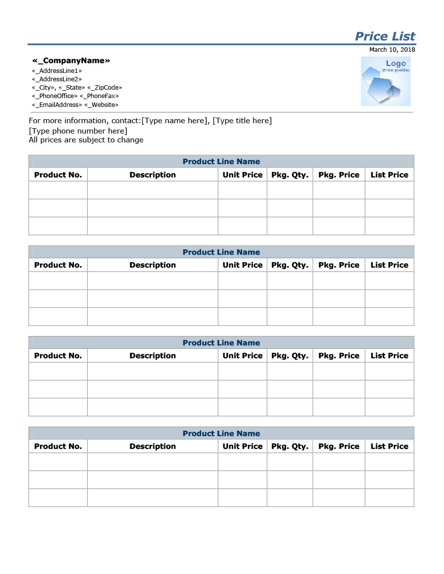 40-free-price-list-templates-price-sheet-templates-templatelab