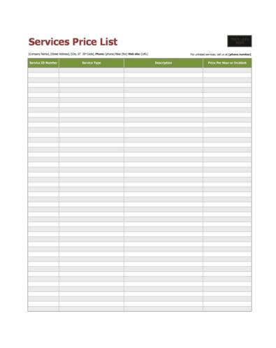 49 FREE Price List Templates (Price Sheet Templates) ᐅ TemplateLab