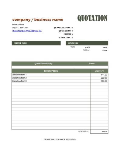 47 Professional Quote Templates (100% Free Download) ᐅ TemplateLab