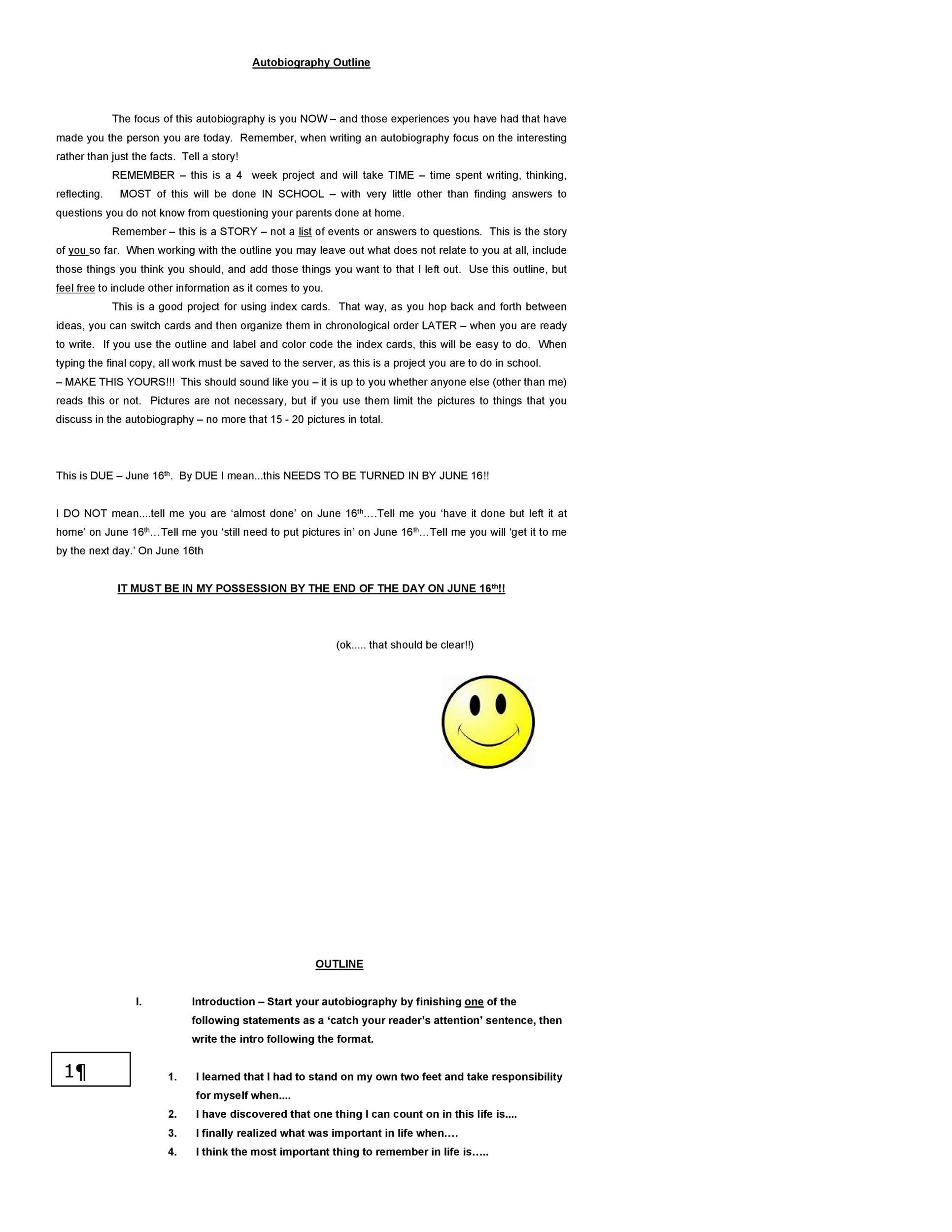 Free Autobiography Template 03
