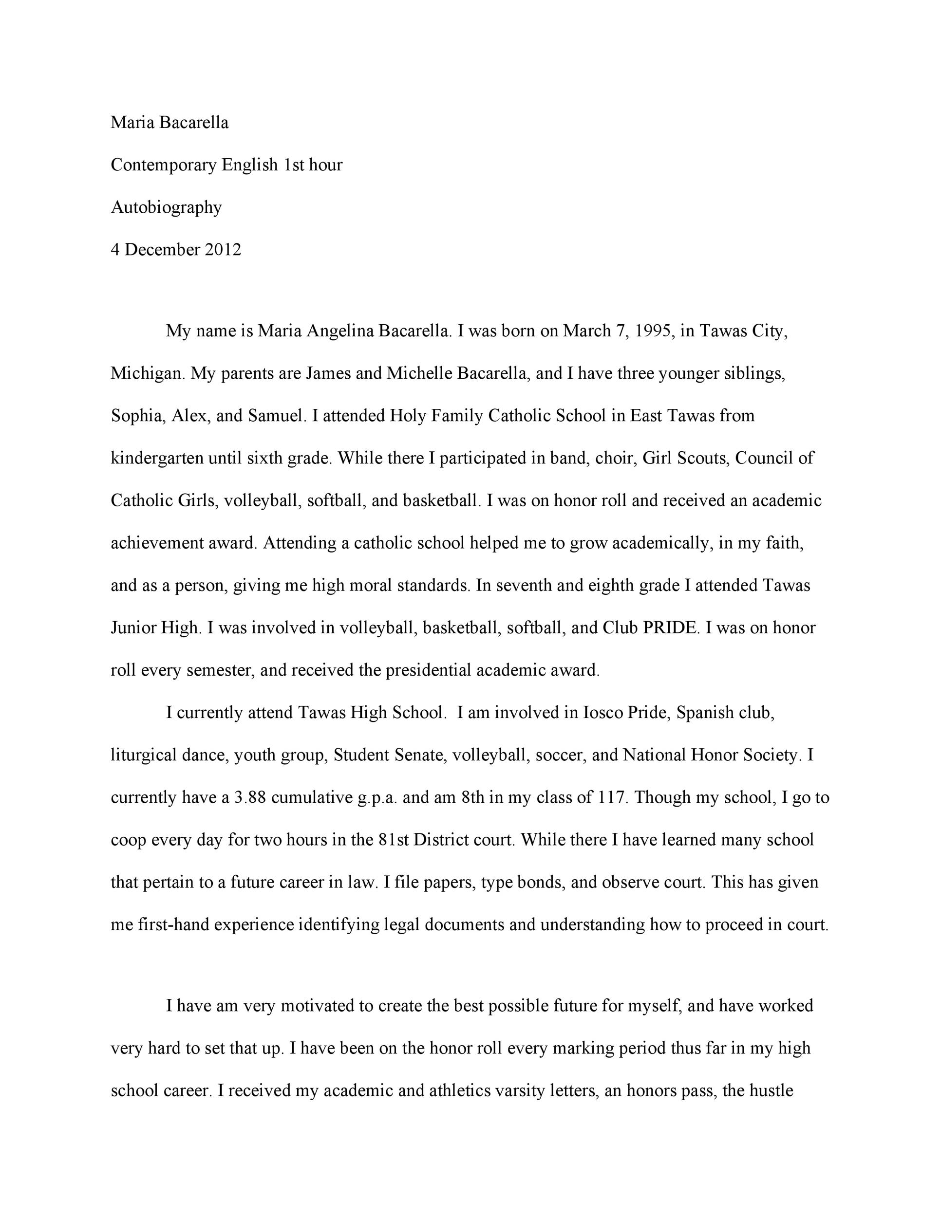 example of biography essay about yourself