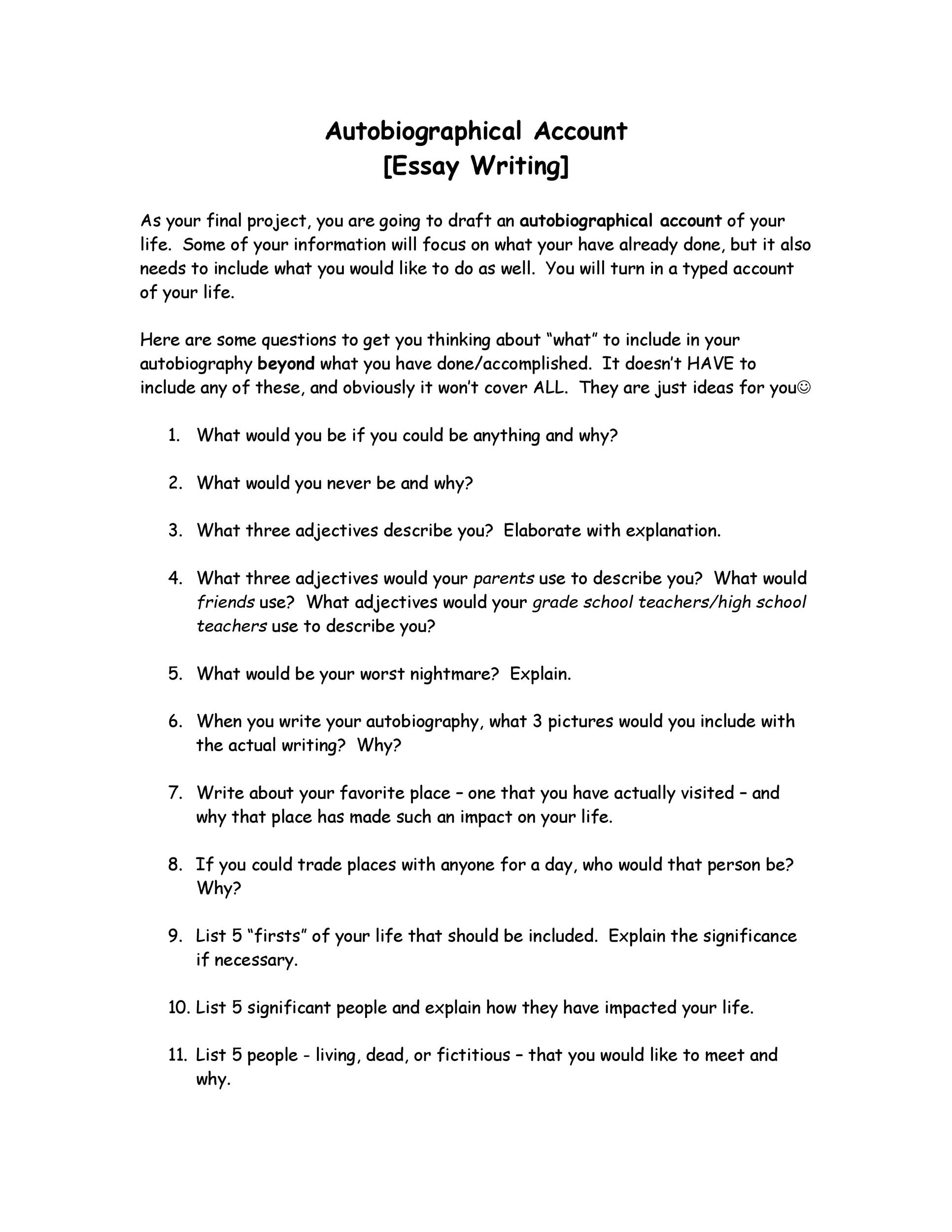 How To Excellently Write An Autobiographical Essay ()