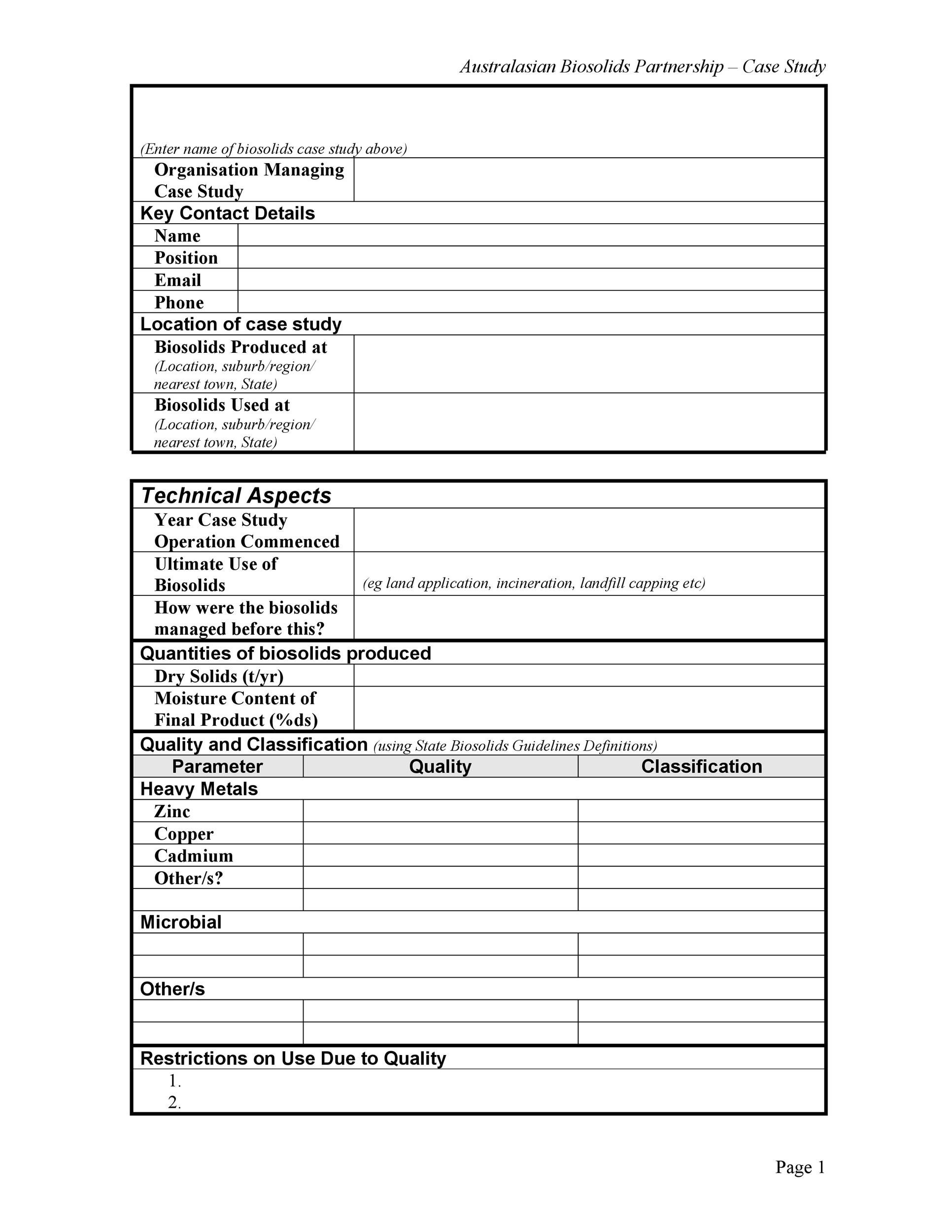 Online Case Study Template