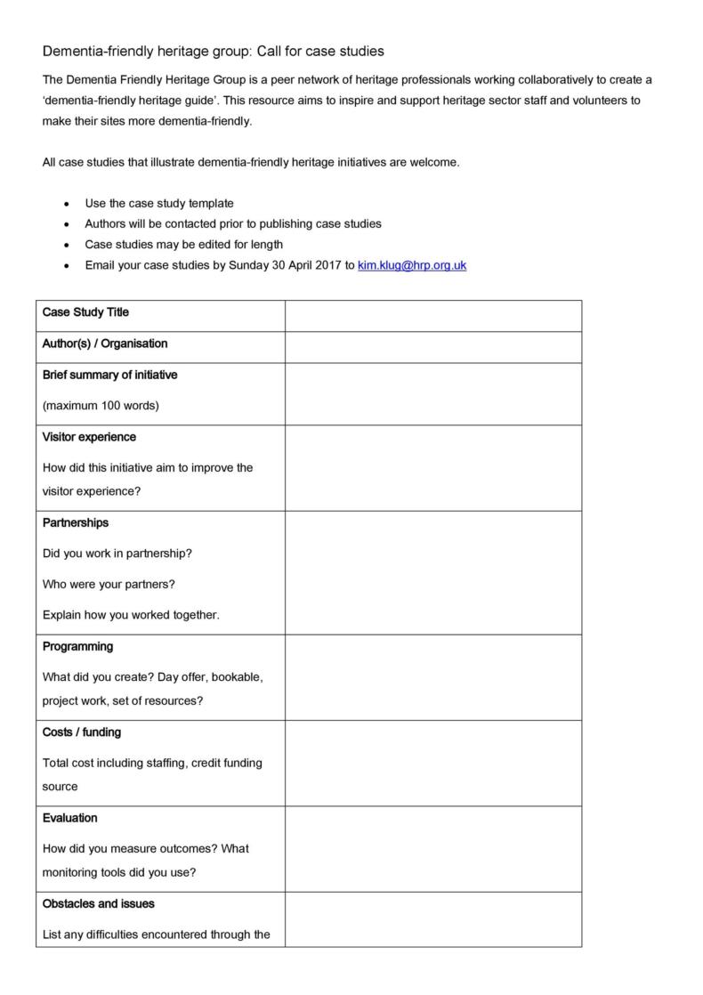 case study template one page