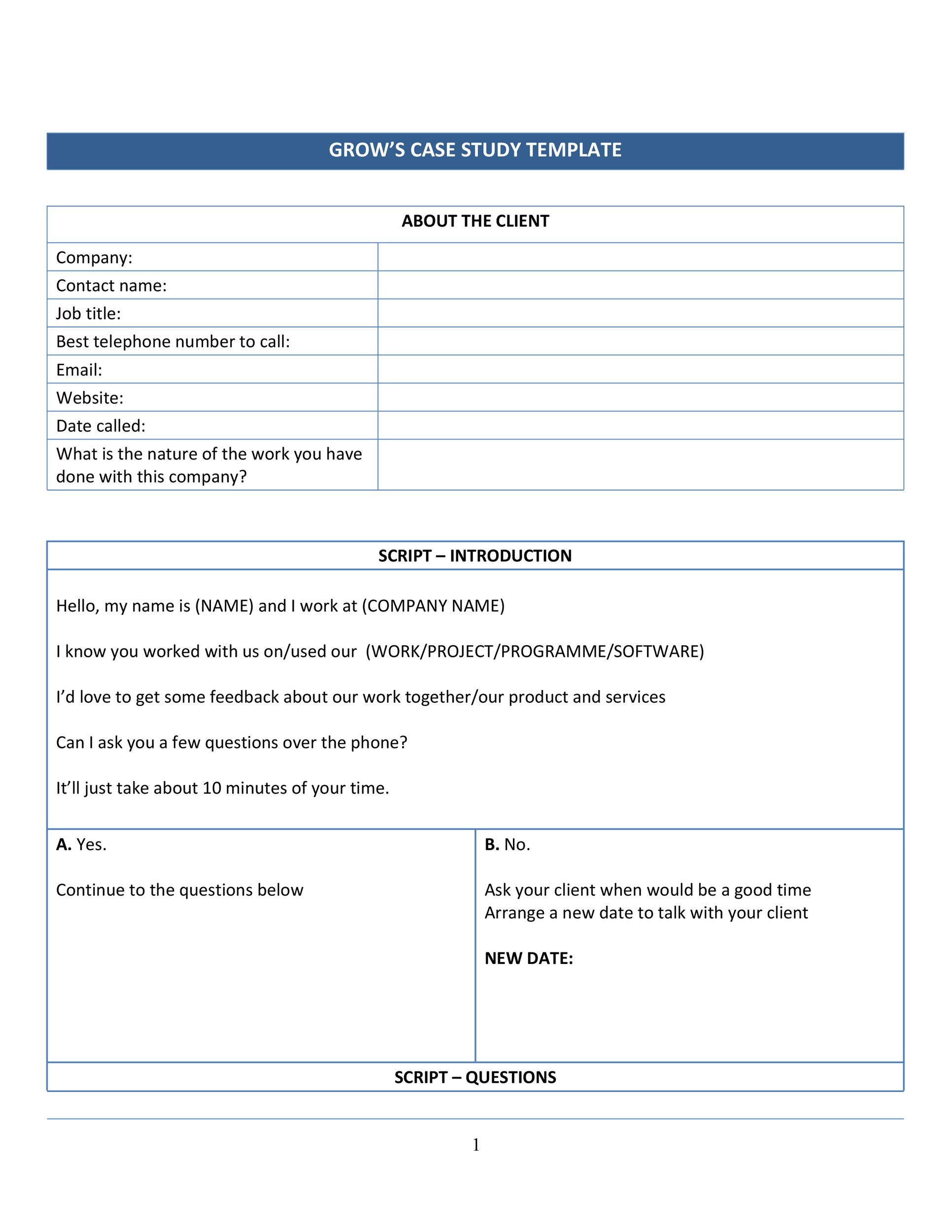 free case study word template