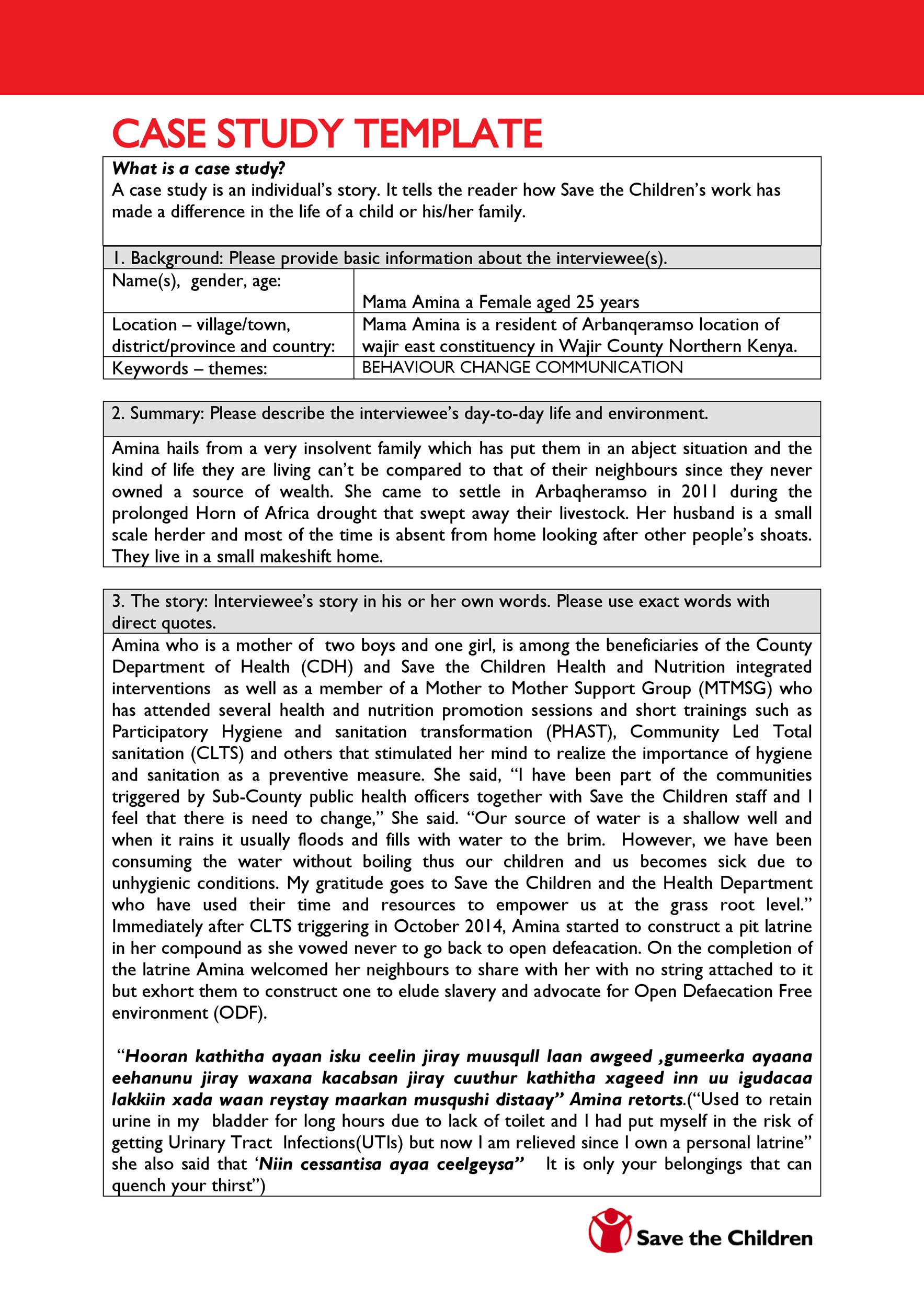 medical case study report template