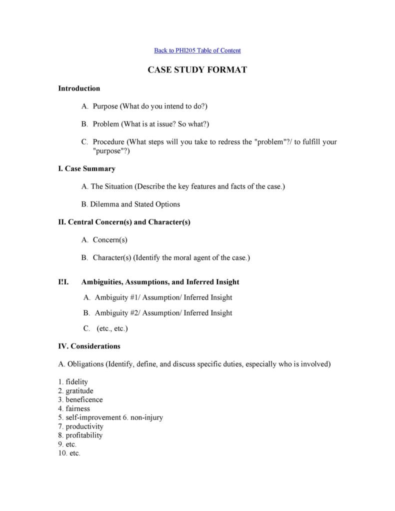 one page case study format