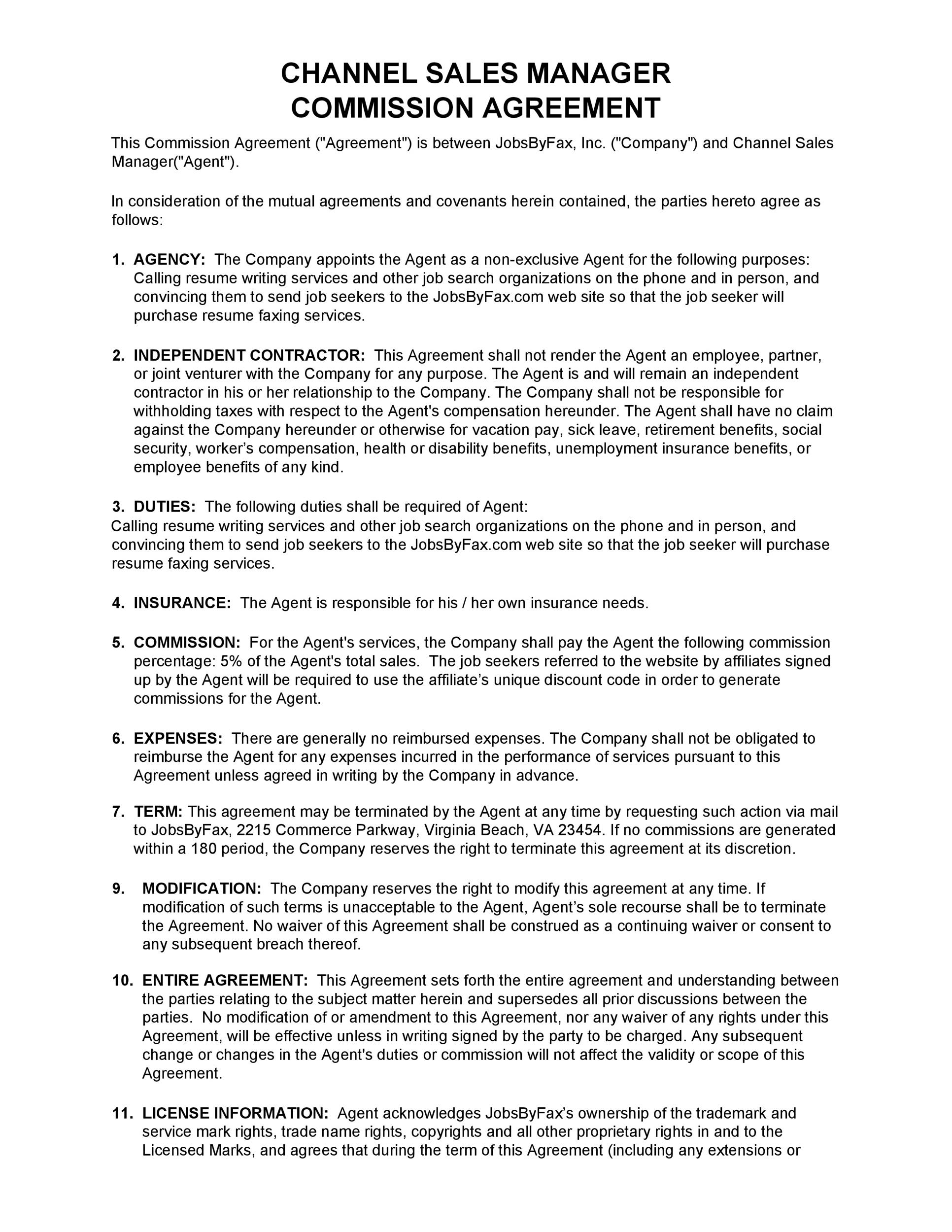 Simple Commission Agreement Template from templatelab.com