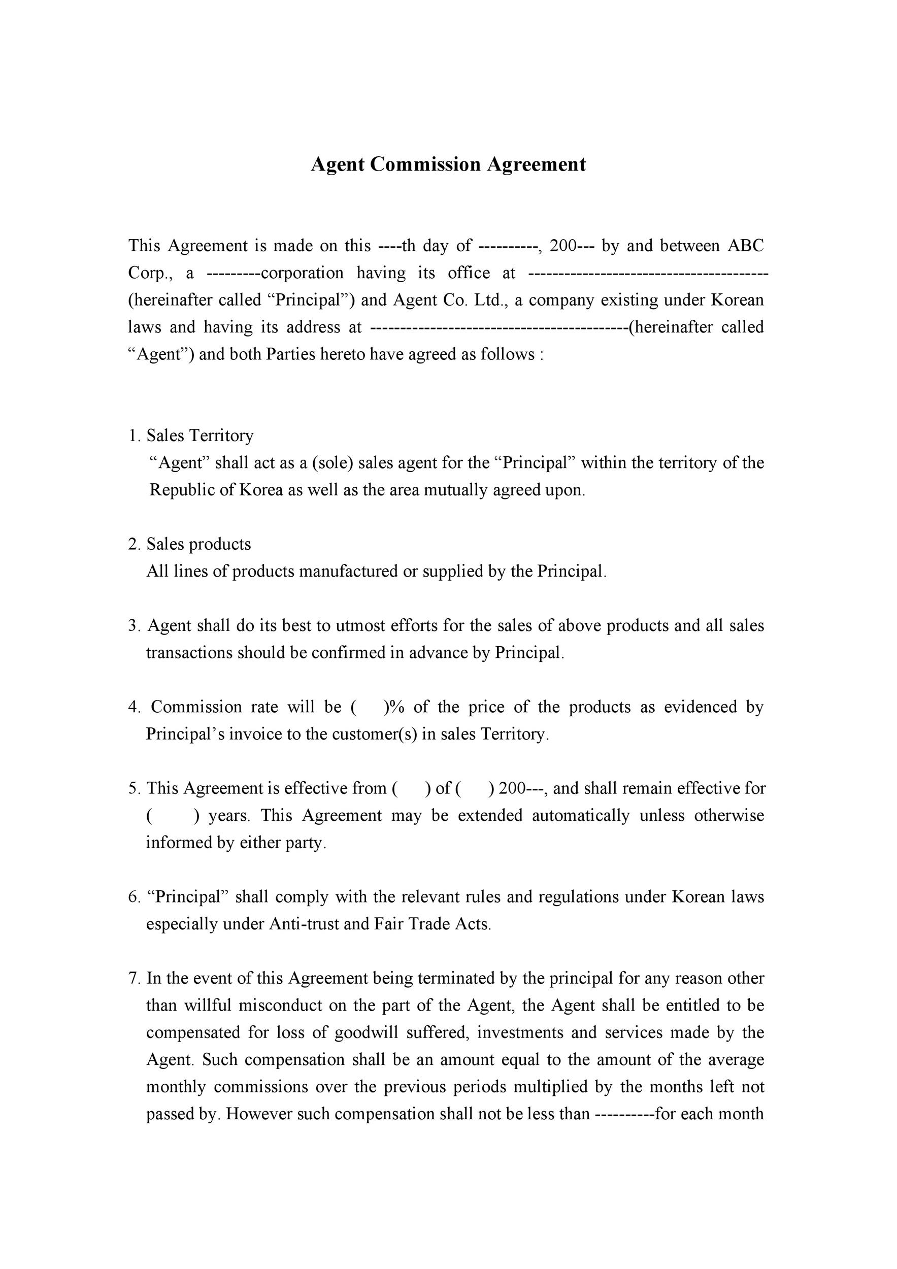 Free Commission Agreement Template 28