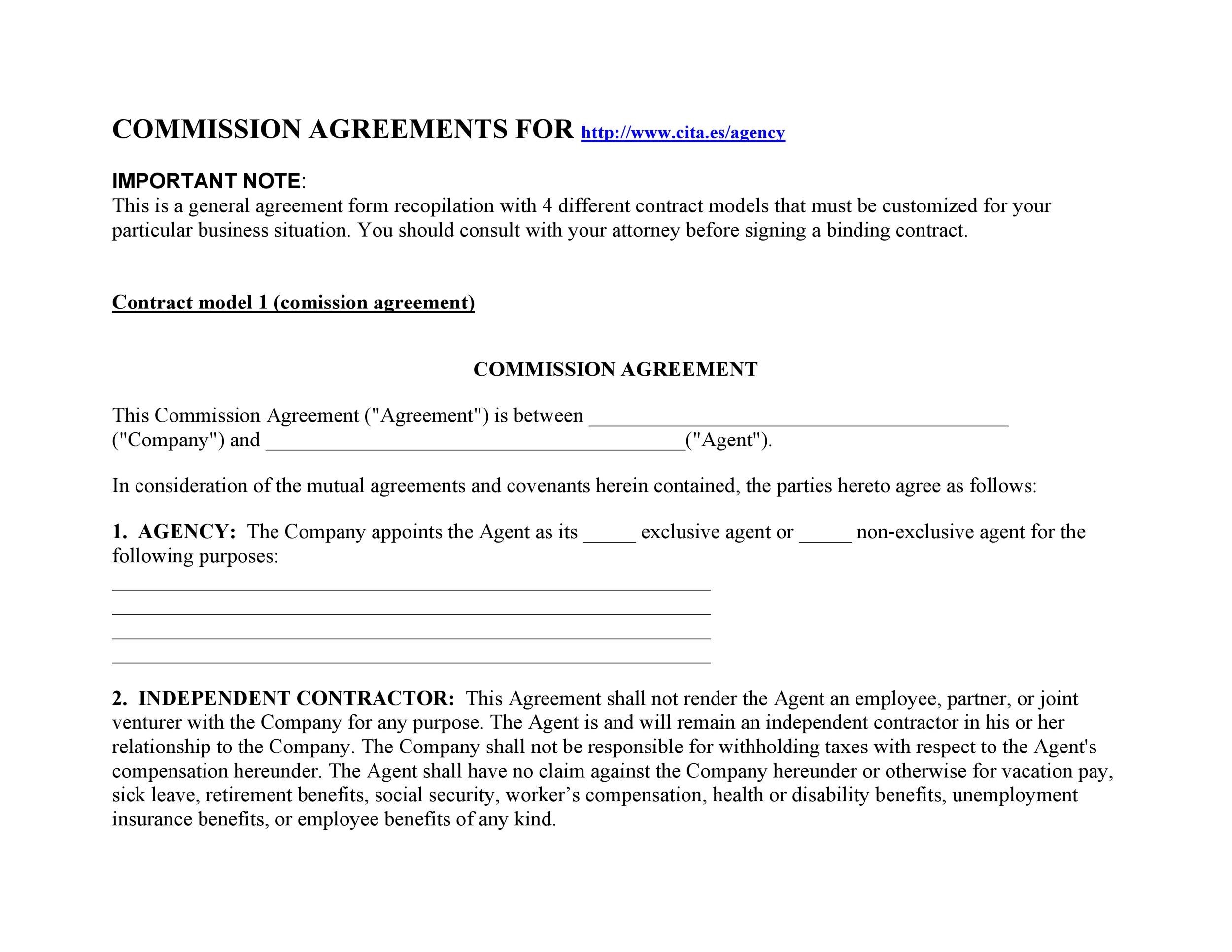 36 Free Commission Agreements (Sales Real Estate Contractor)