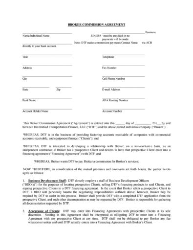 36 Free Commission Agreements (Sales, Real Estate, Contractor)