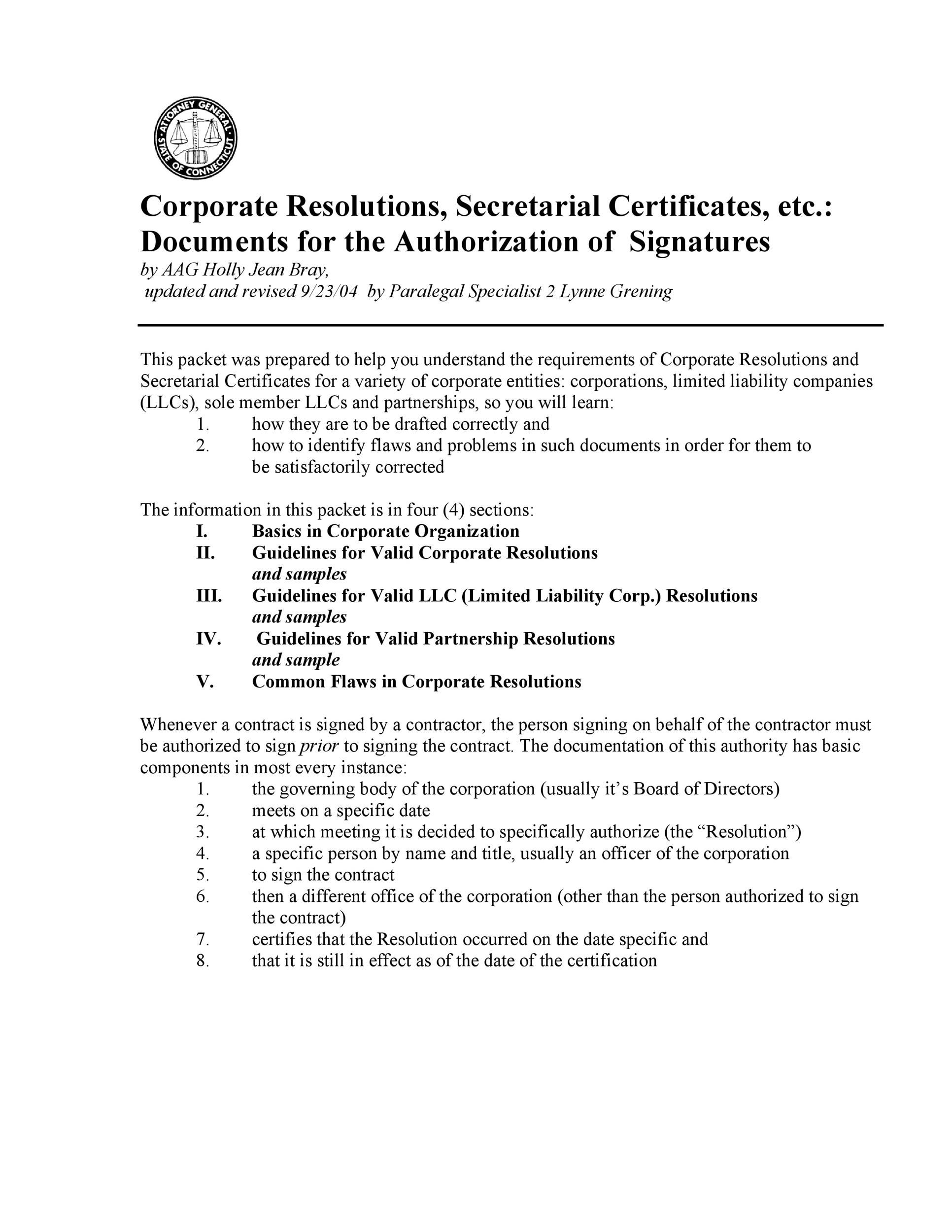 Free Corporate Resolution Form 04