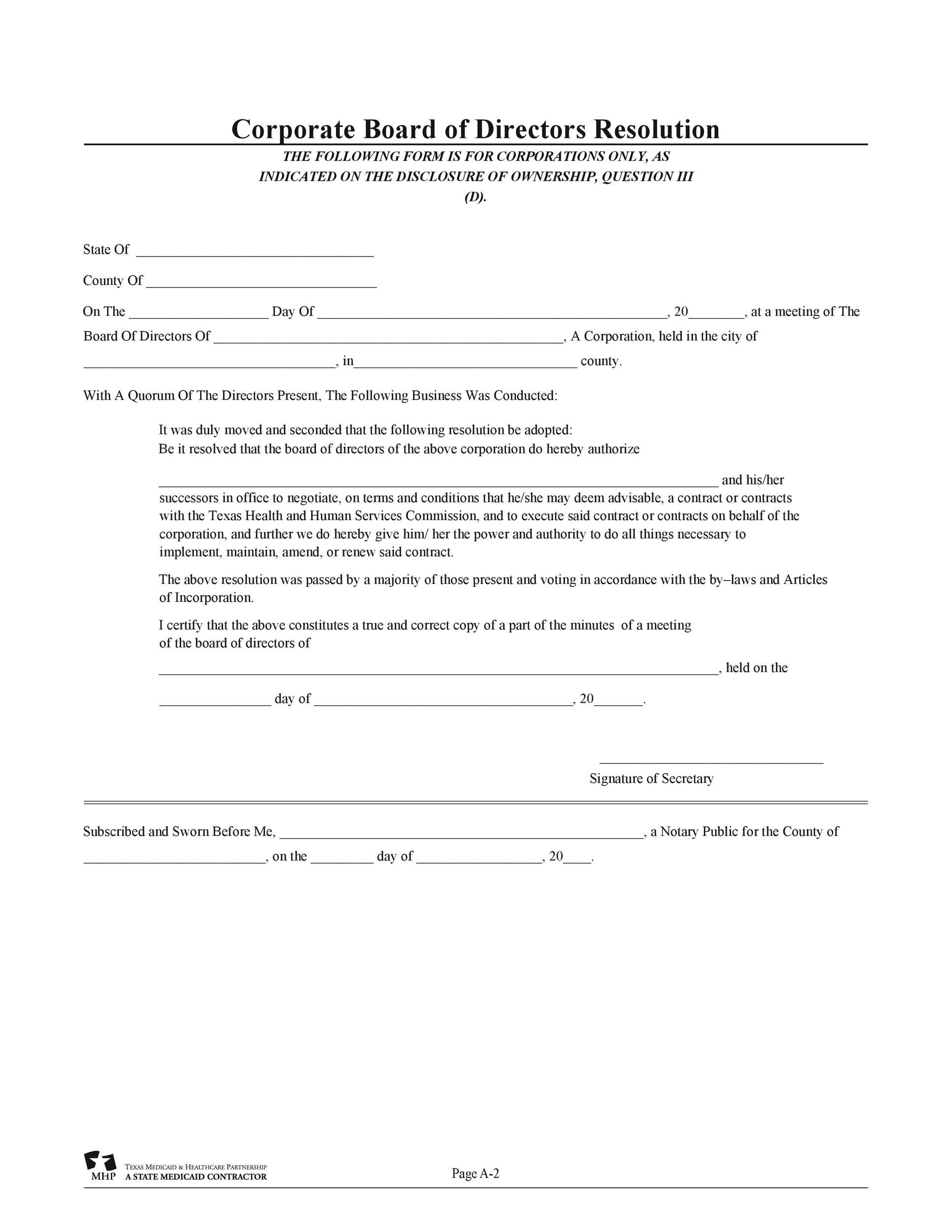Free Corporate Resolution Form 12