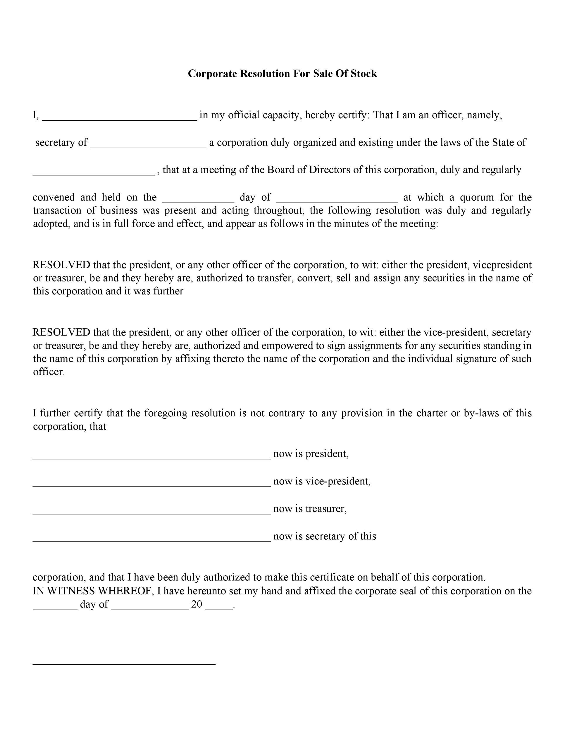 Free Corporate Resolution Form 16