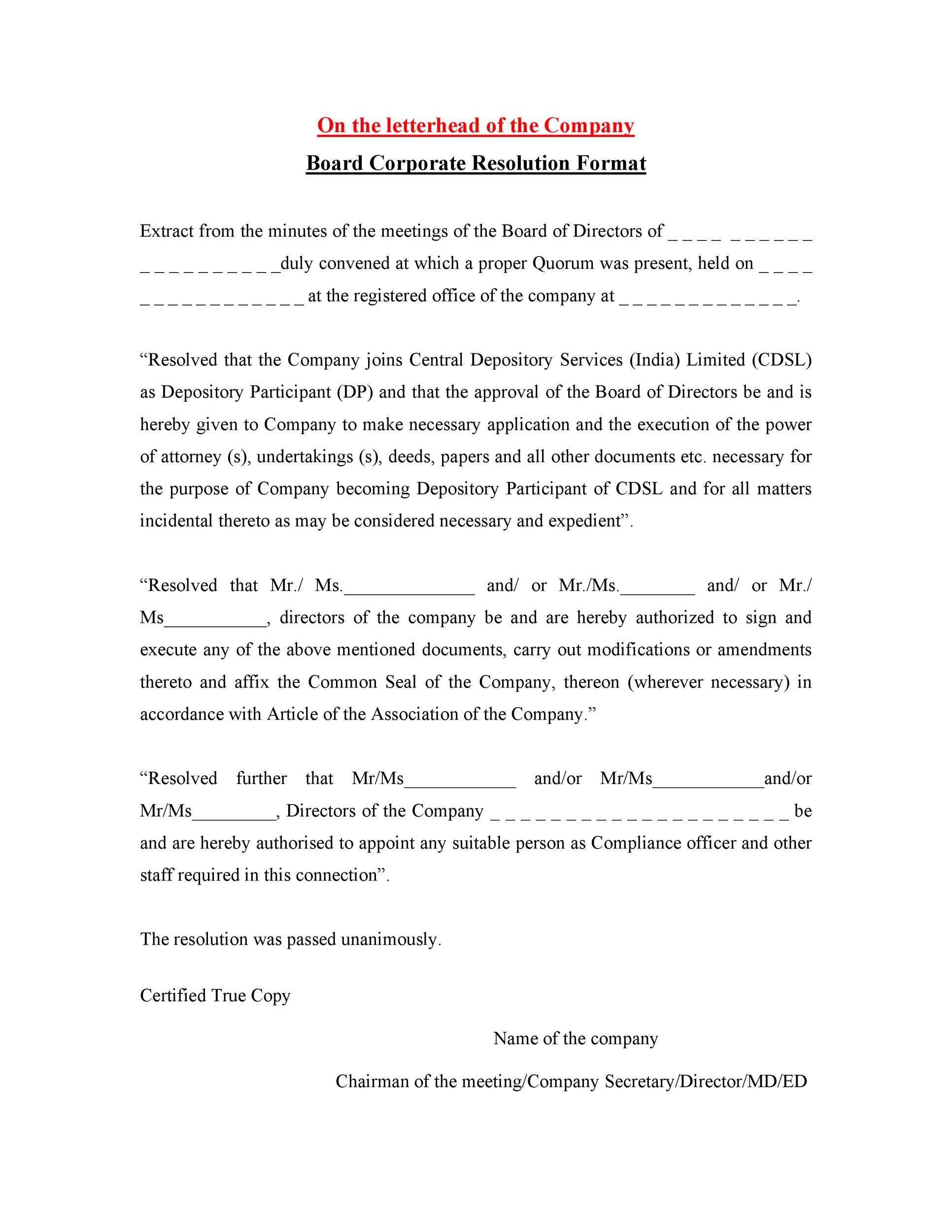 Free Corporate Resolution Form 21