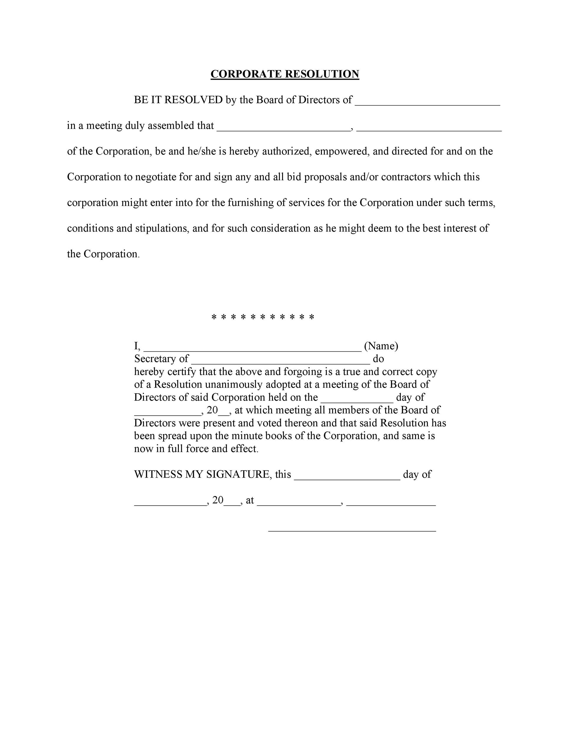 Free Corporate Resolution Form 32