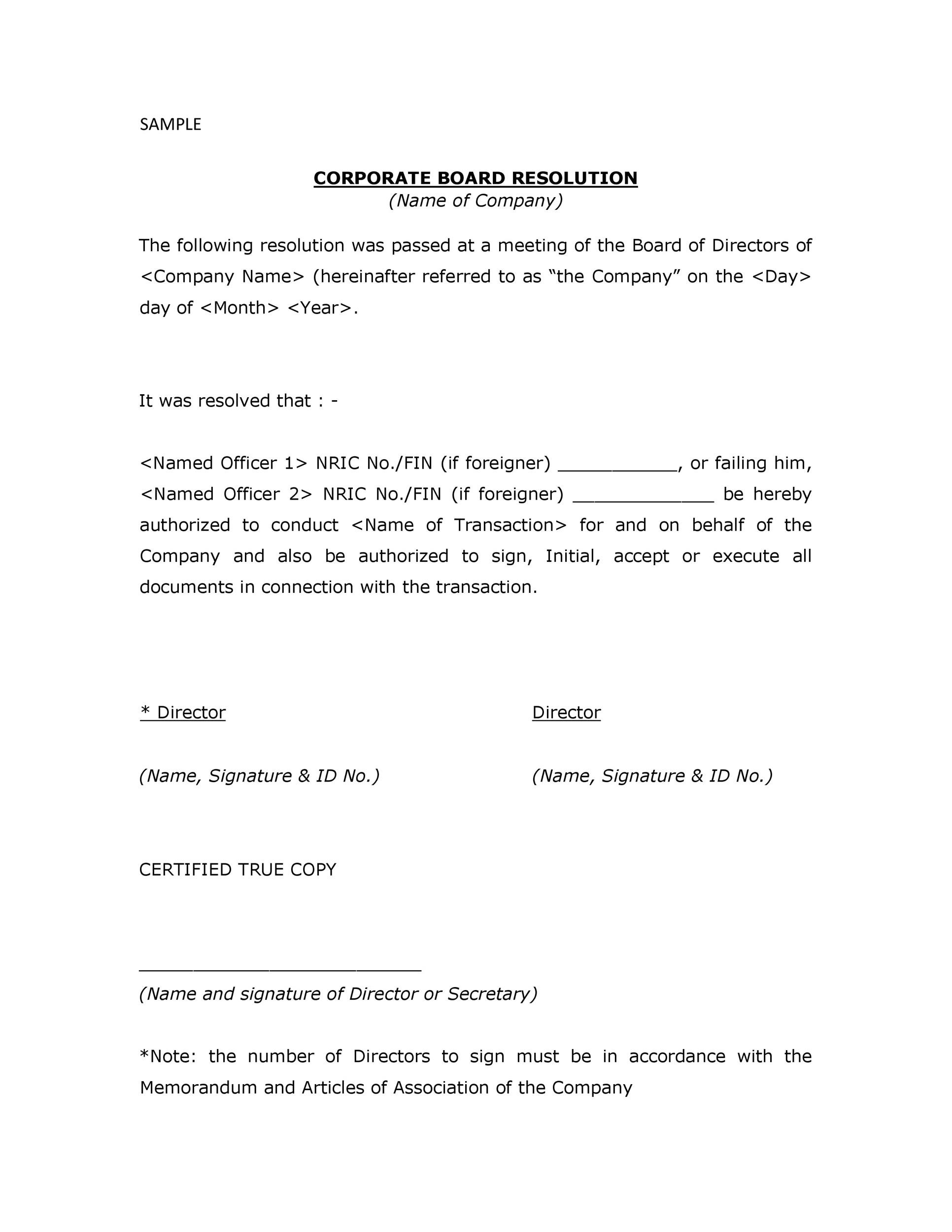 Business Resolution Template
