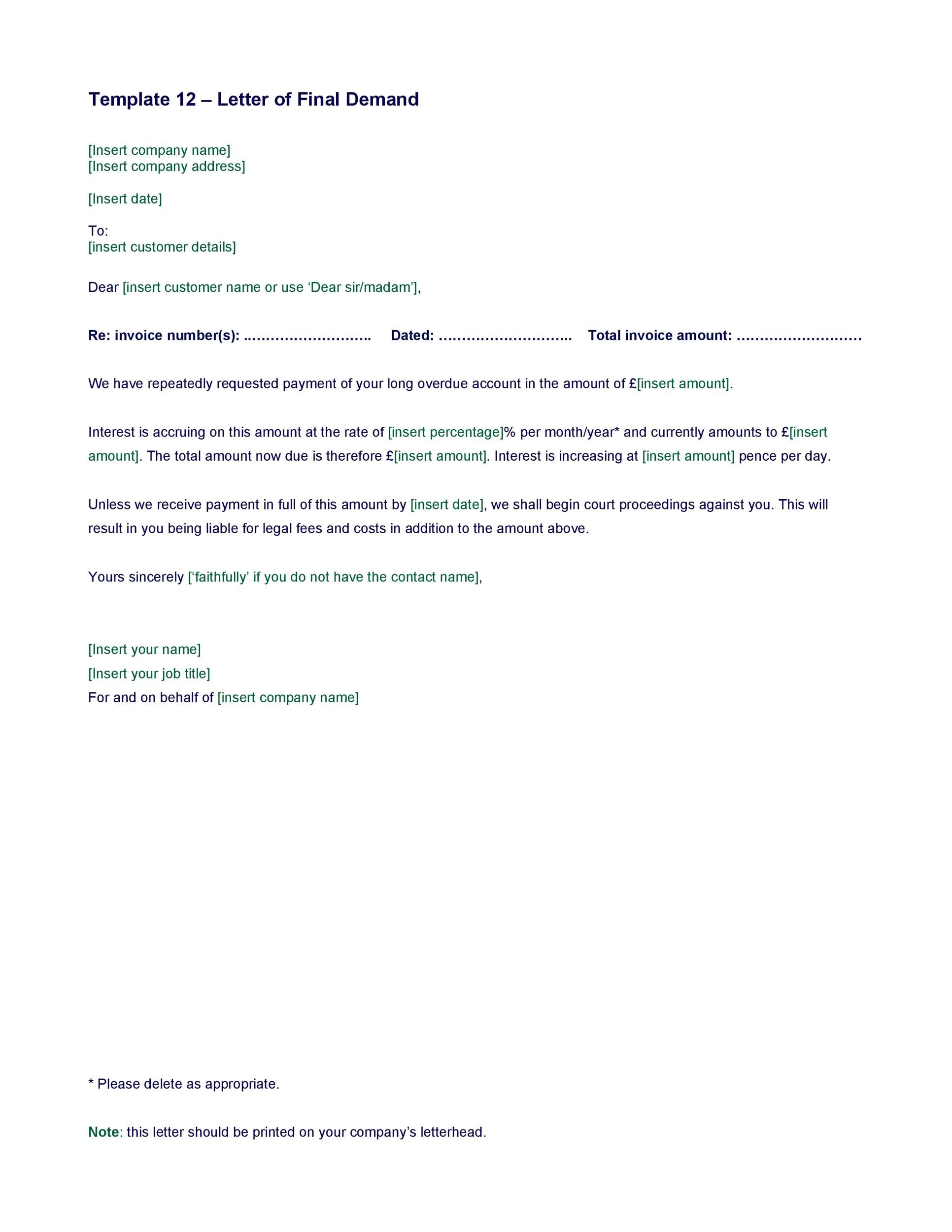 Free Demand Letter Templates With Samples Pdf Word Eforms - Riset