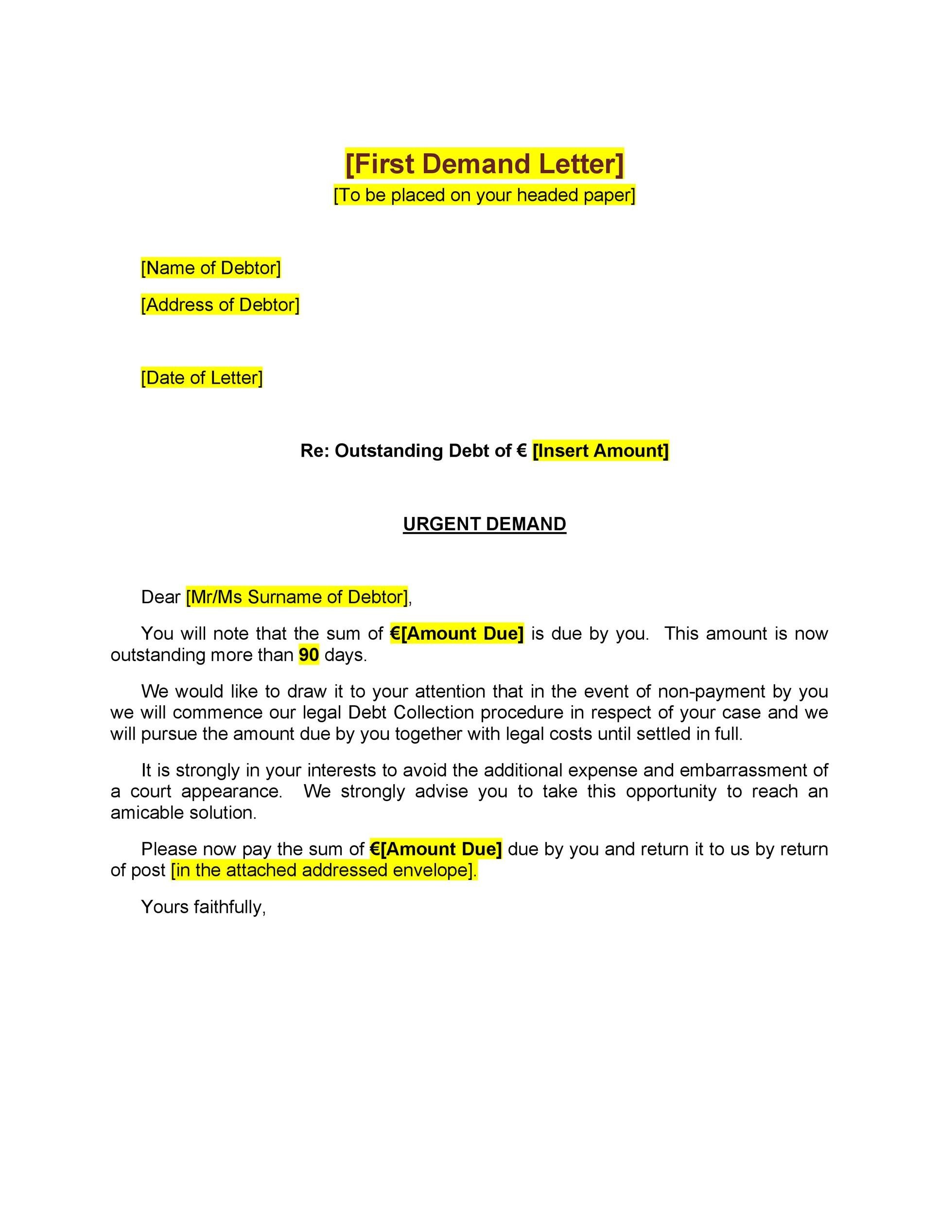 template demand letter