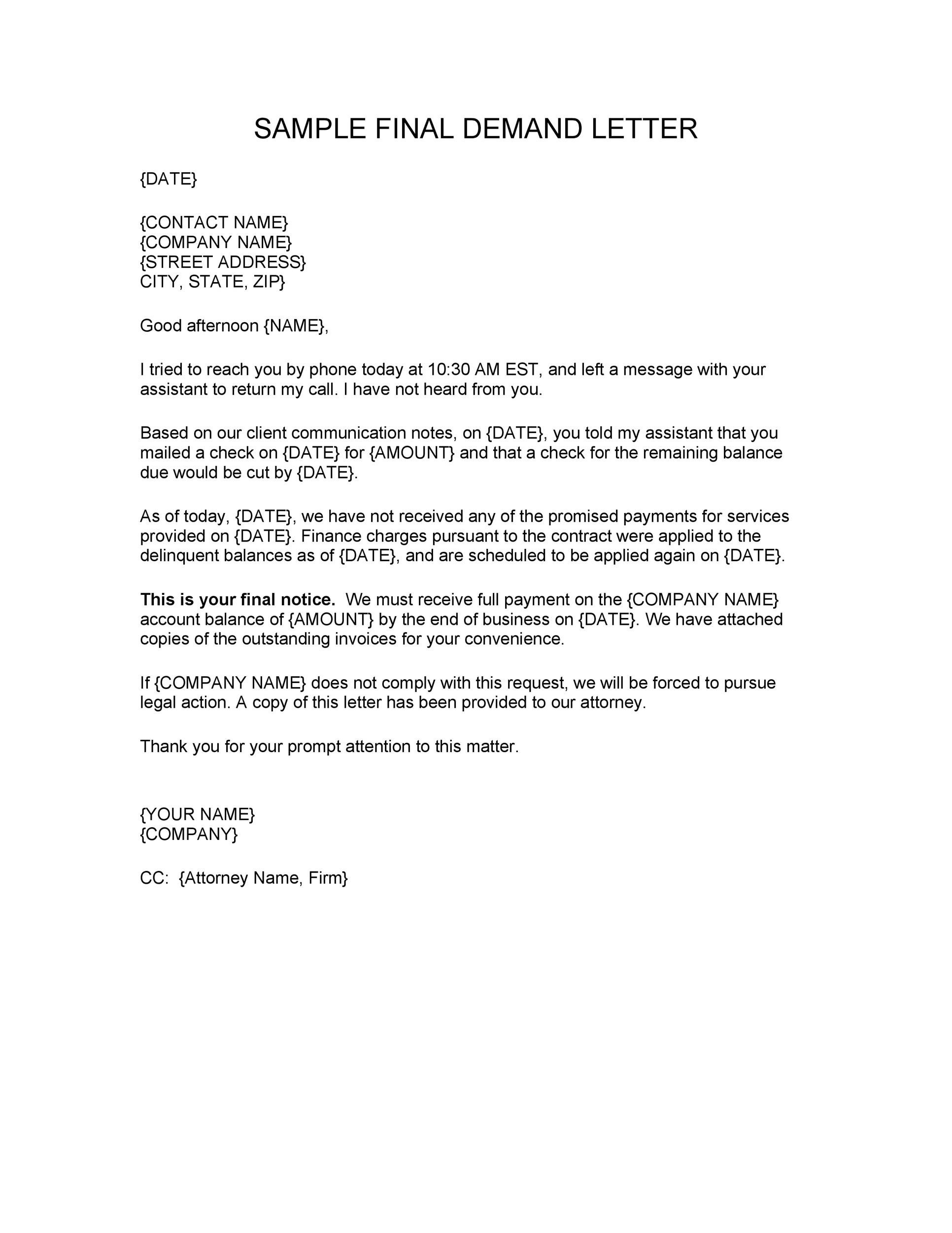 Example Of A Demand Letter From An Attorney from templatelab.com