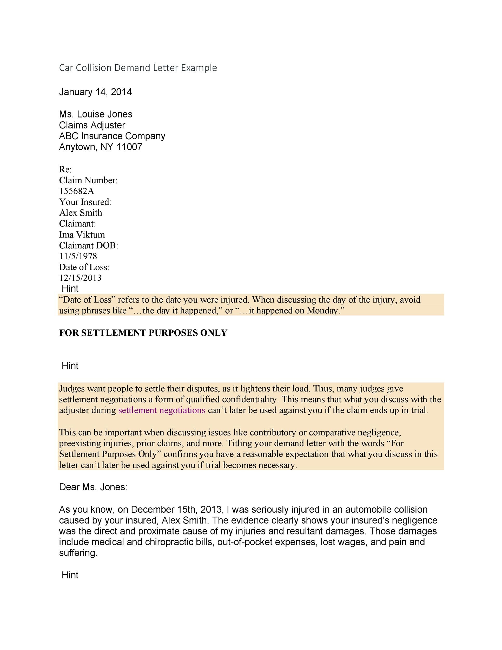 Settlement Demand Letter Sample