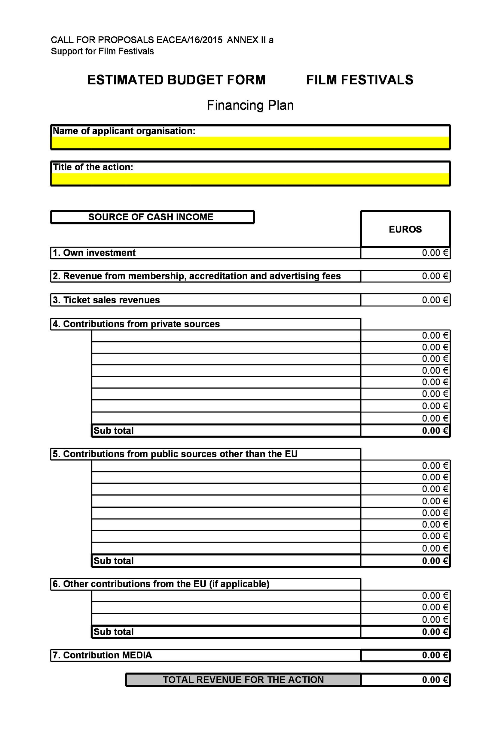 short film budget plan template