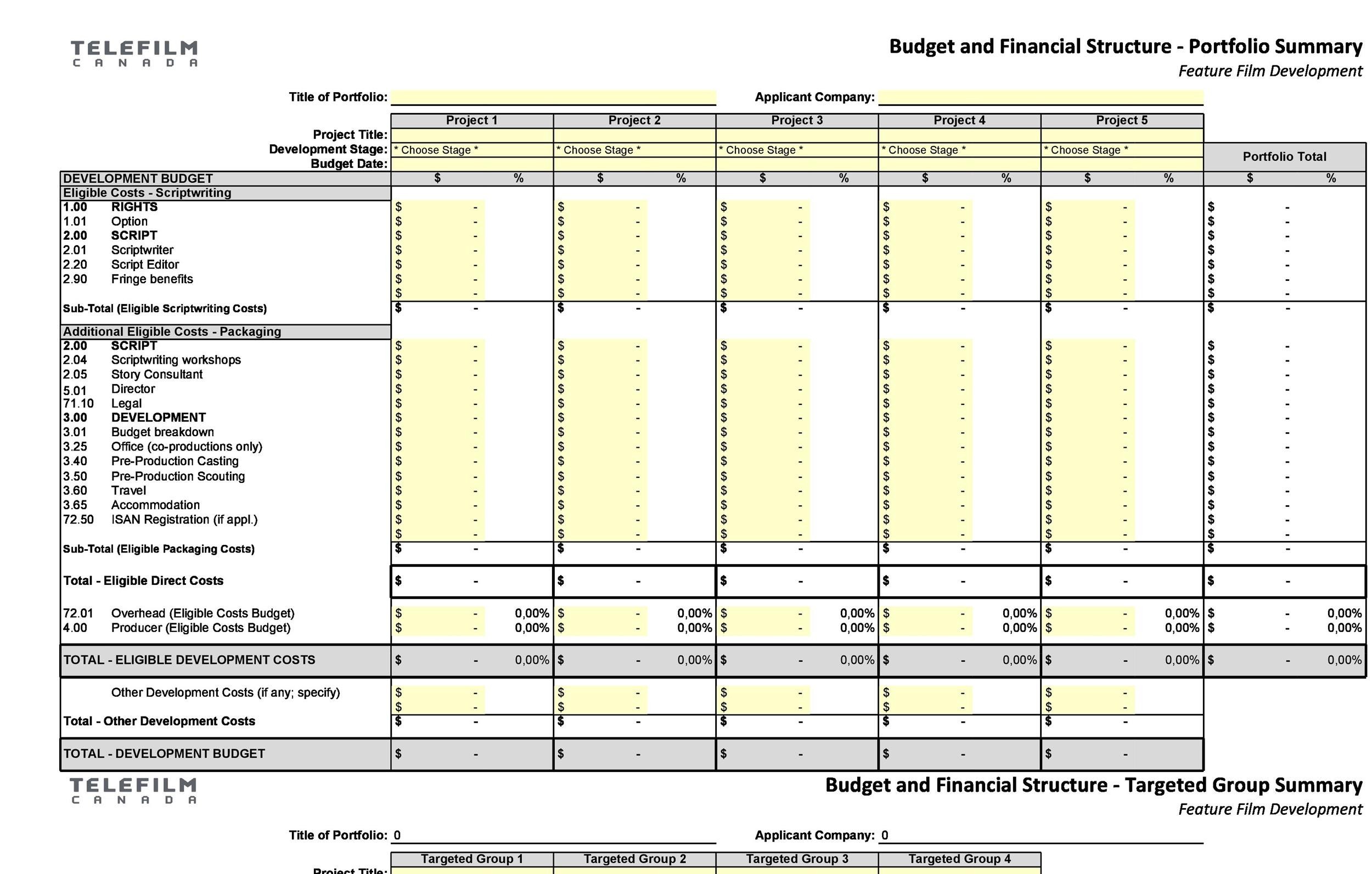 short film budget plan template