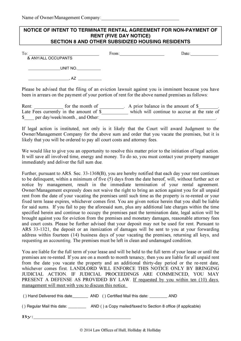 34 Printable Late Rent Notice Templates ᐅ TemplateLab