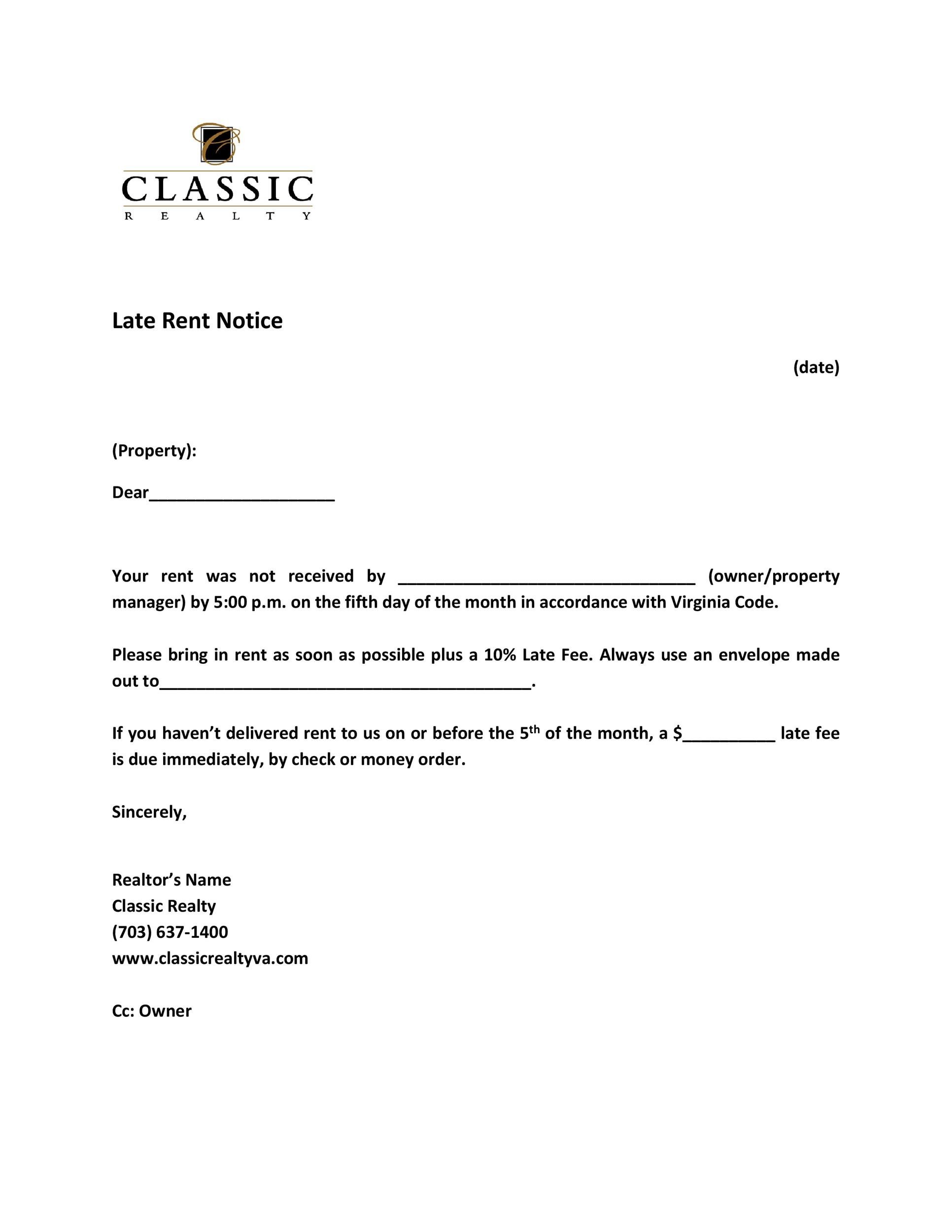 34 Printable Late Rent Notice Templates ᐅ TemplateLab