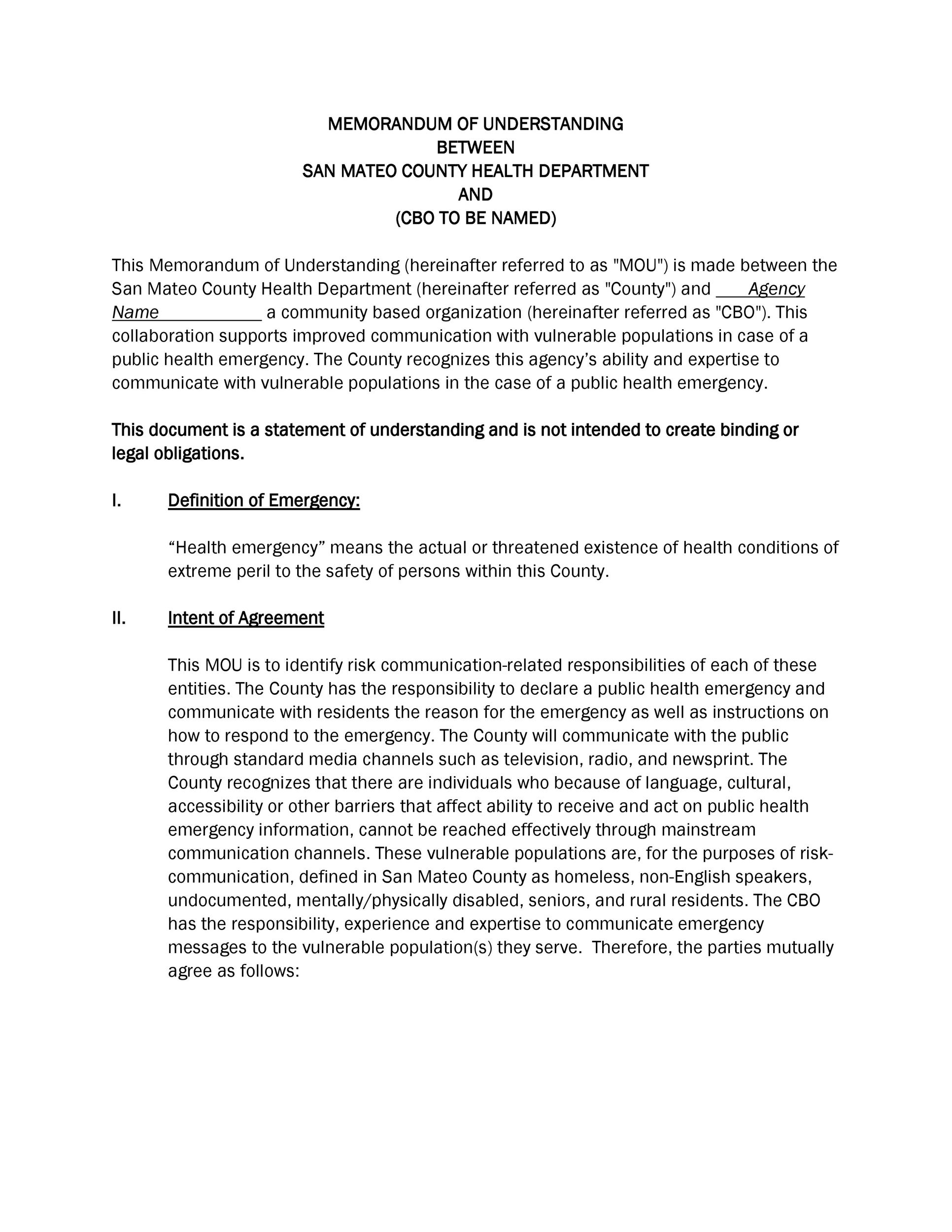 Memorandum Of Understanding Vs Letter Of Intent from templatelab.com