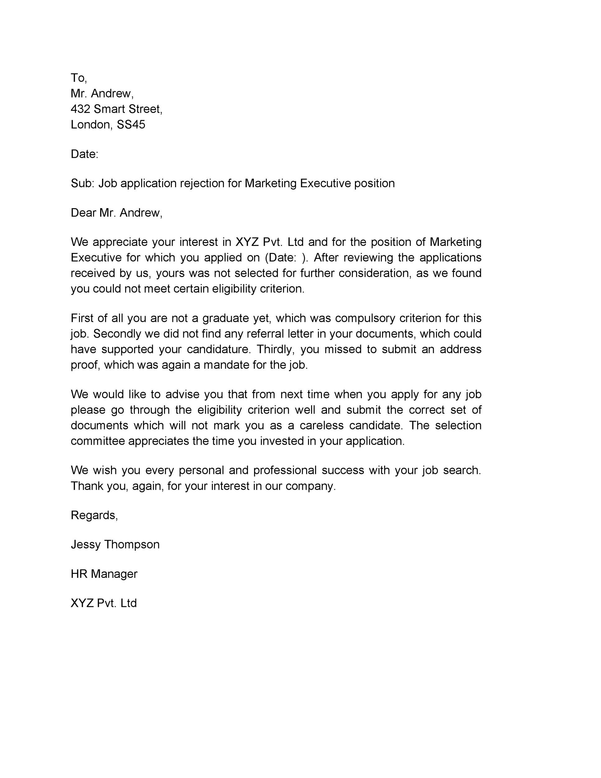Response To Job Rejection Letter from templatelab.com