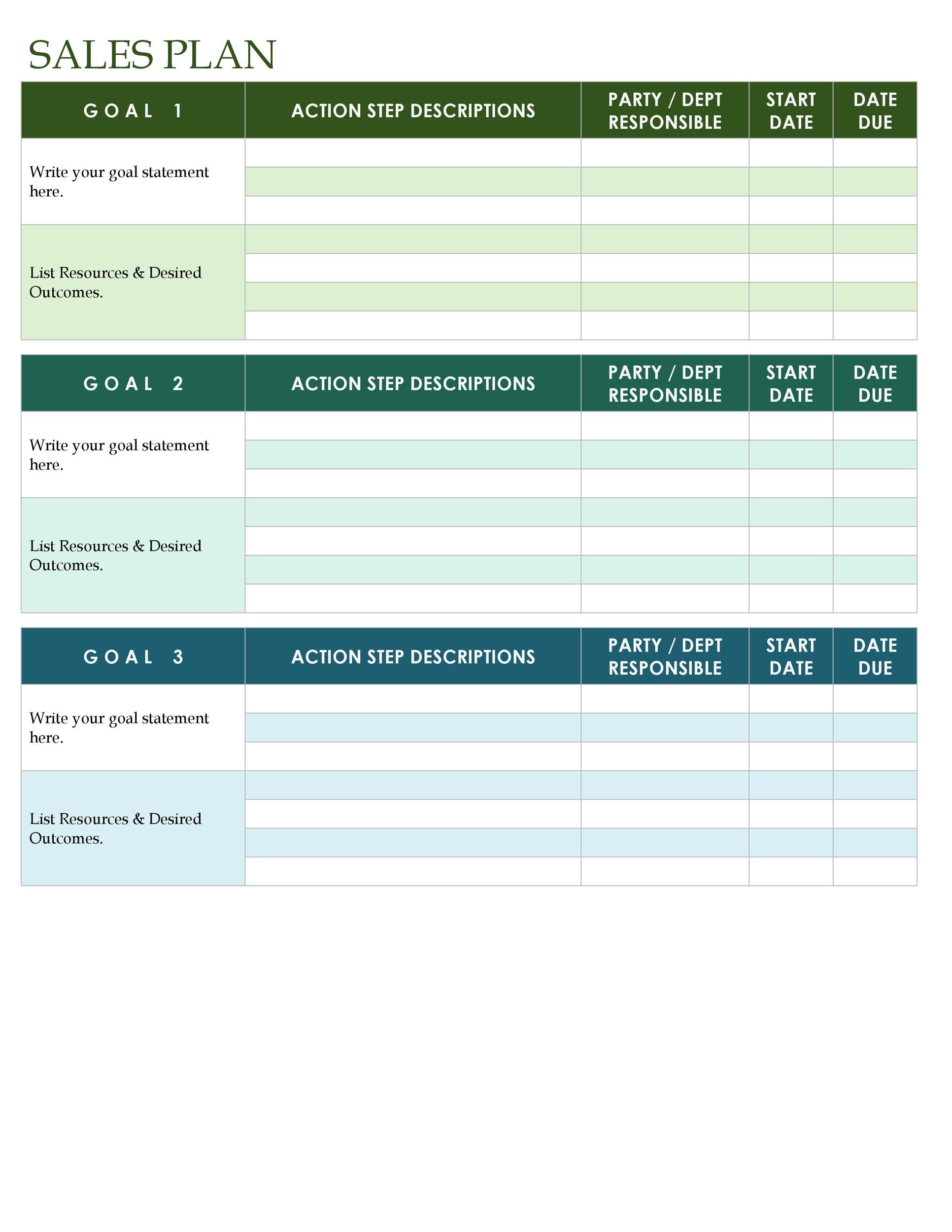 sales action plan template free download