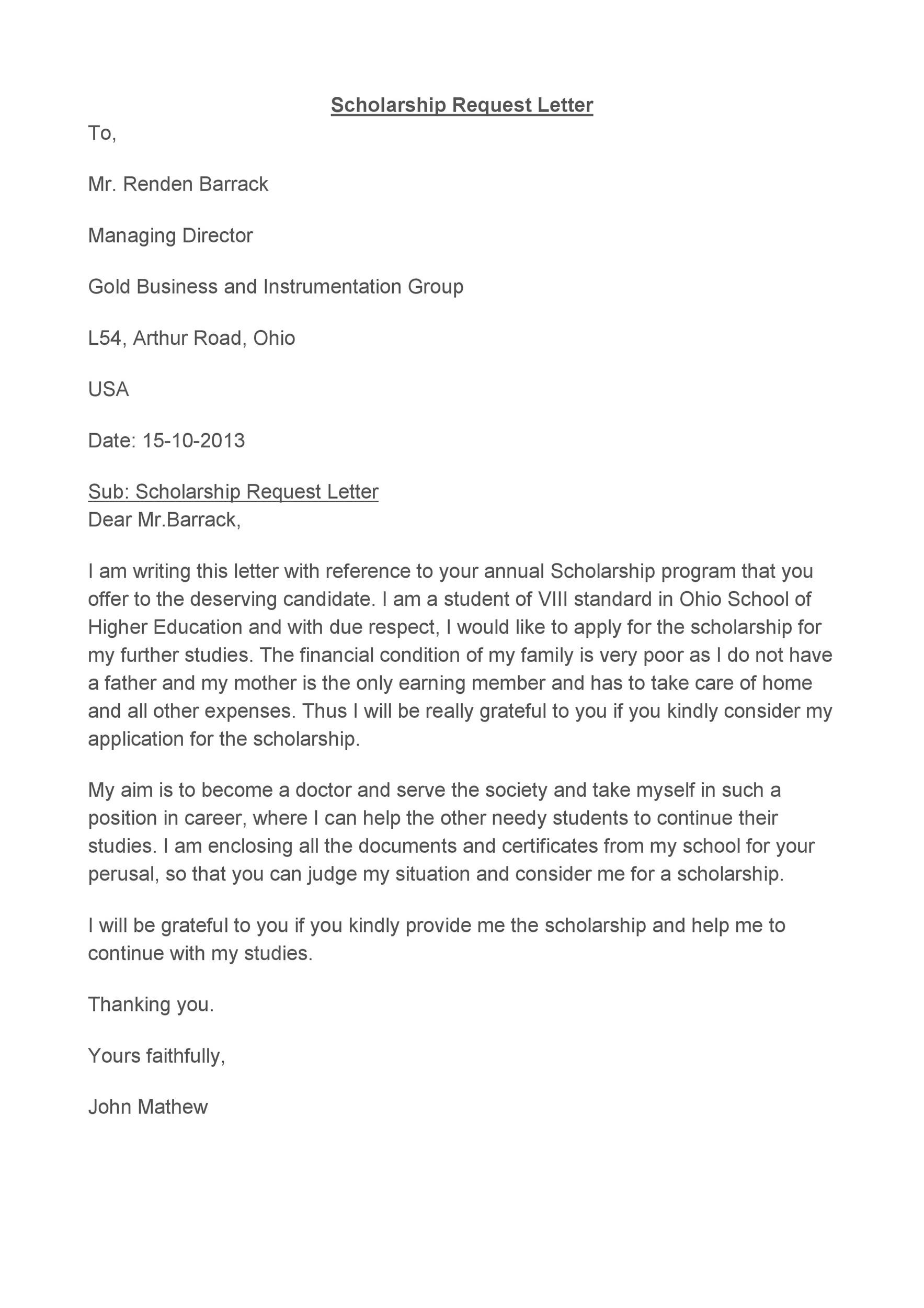 Request Letter For Scholarship From Parents from templatelab.com
