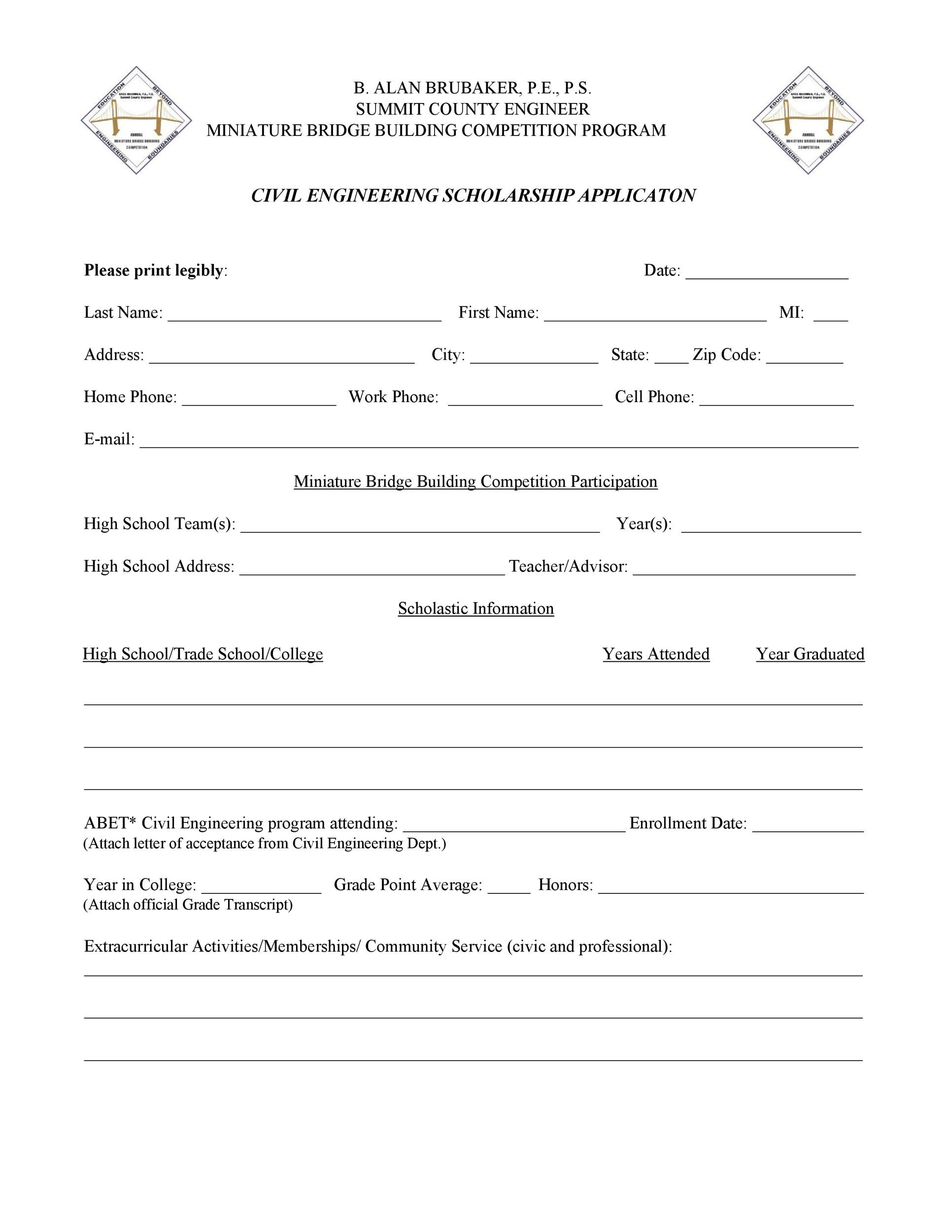 Free Scholarship Application Template 24