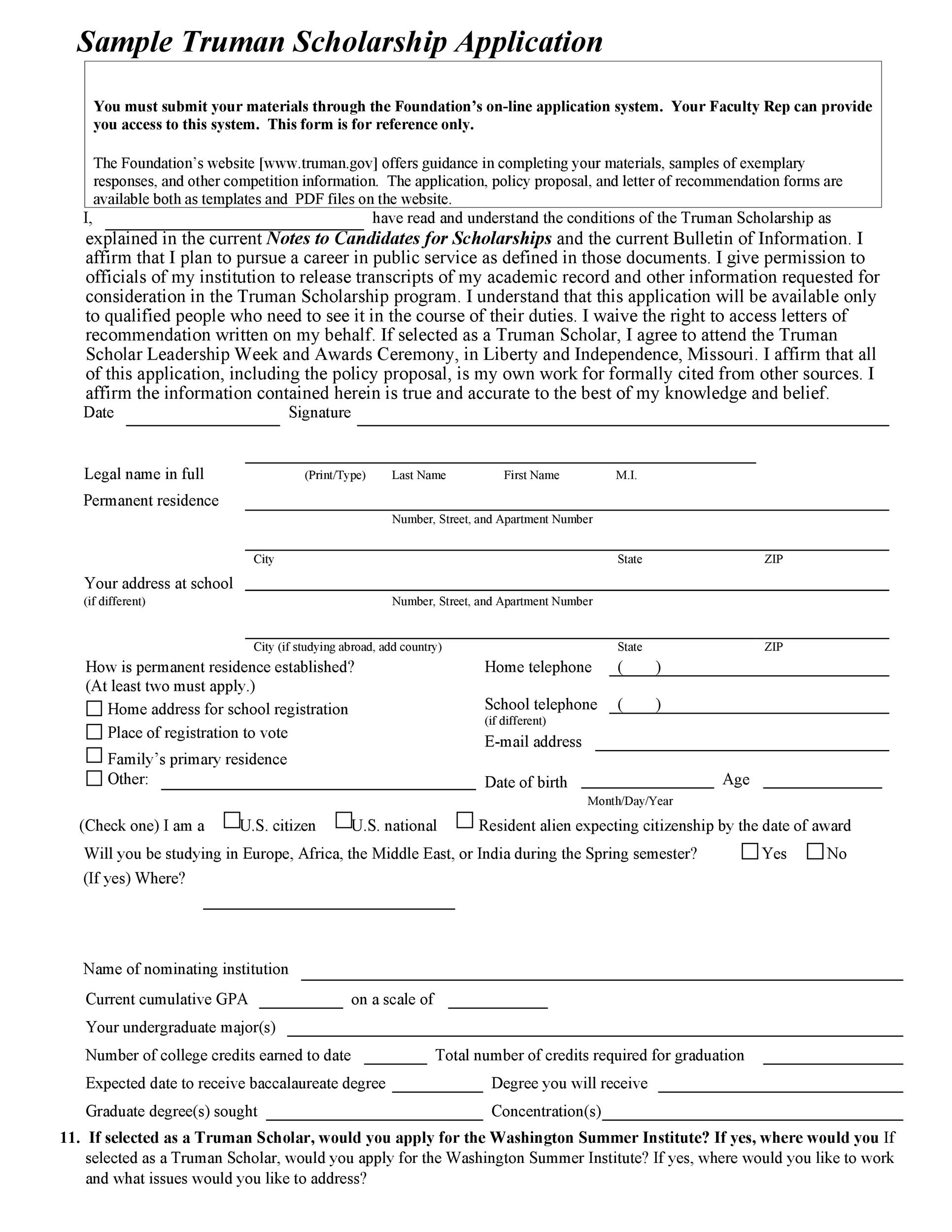 Free Scholarship Application Template 25