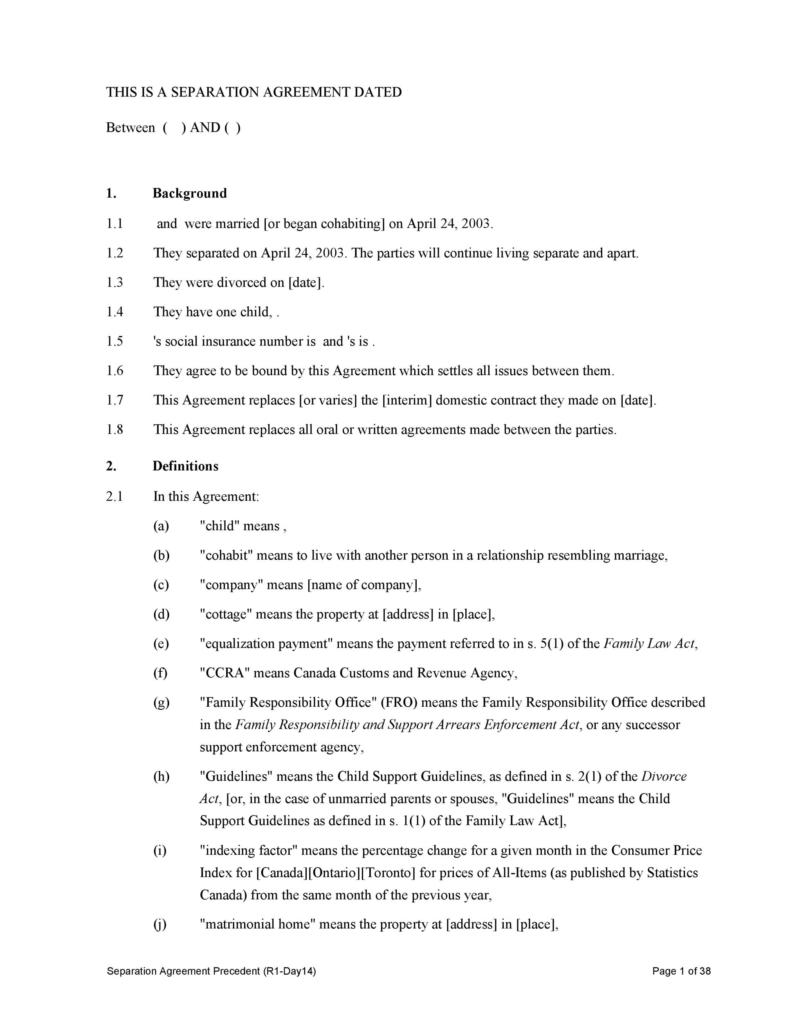 43 Best Separation Agreement Templates (& Separation Papers)