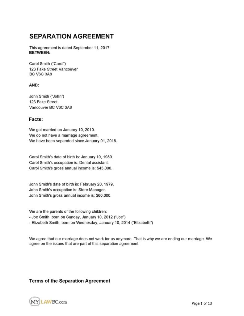 43 Best Separation Agreement Templates (& Separation Papers)