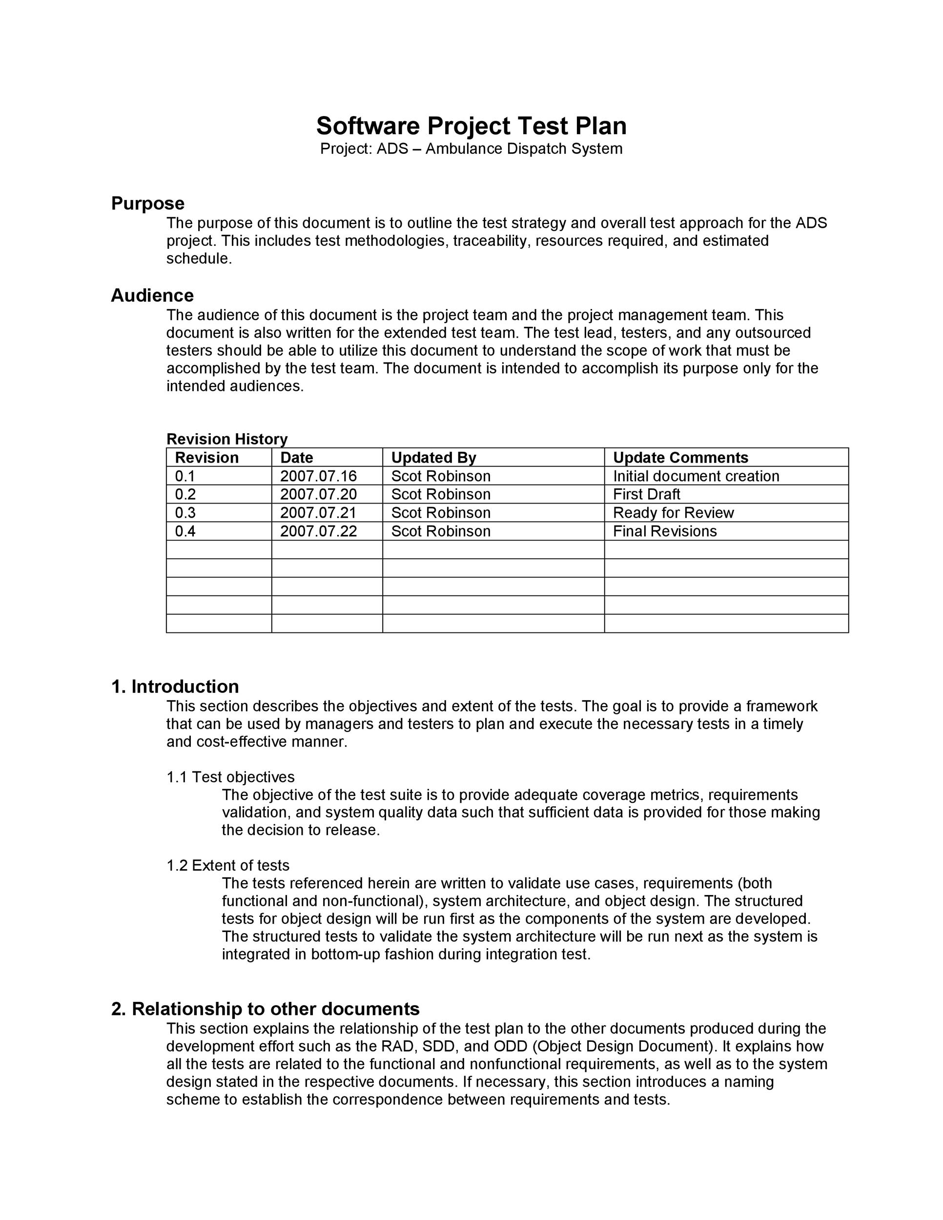 Simple Test Plan Template from templatelab.com