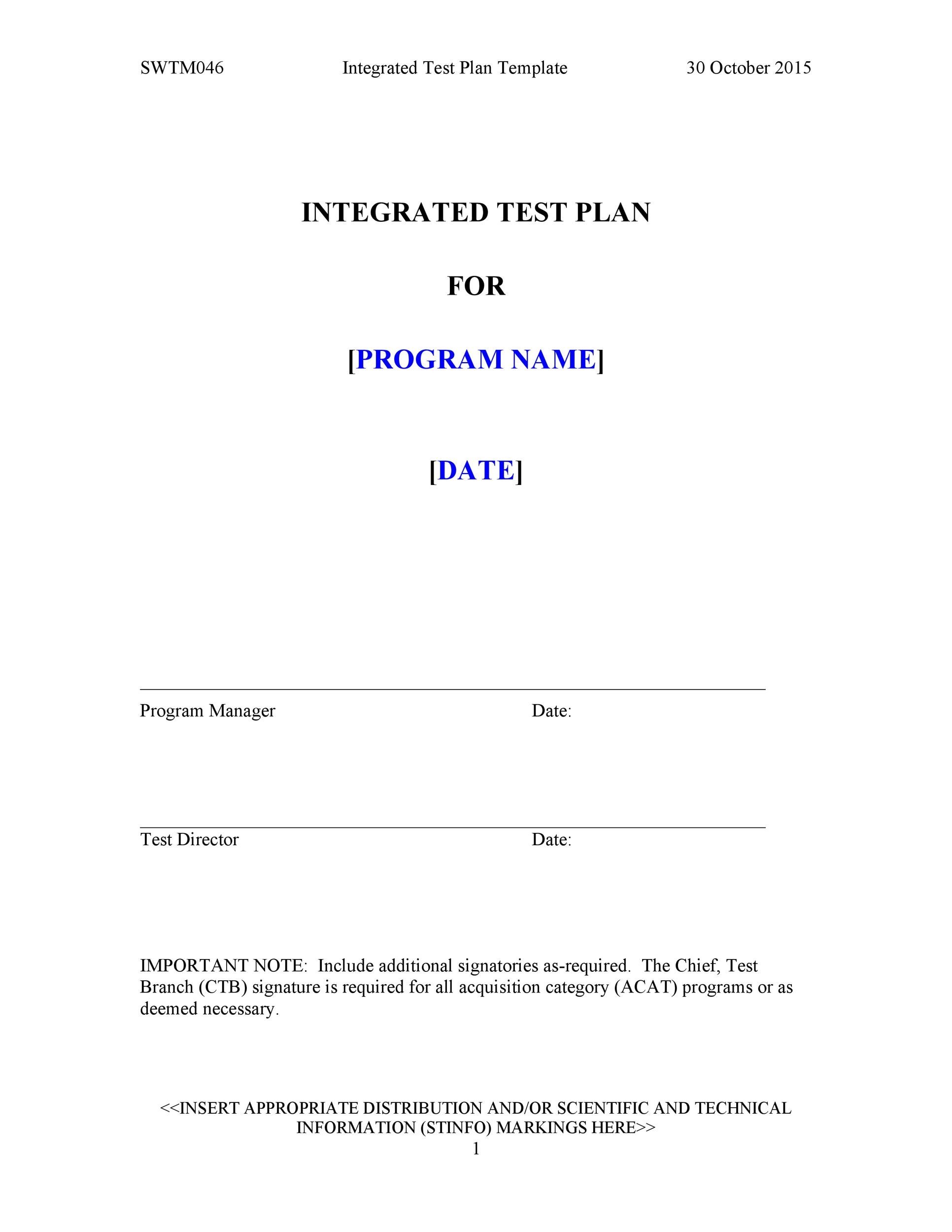 Free Test Plan Template 30